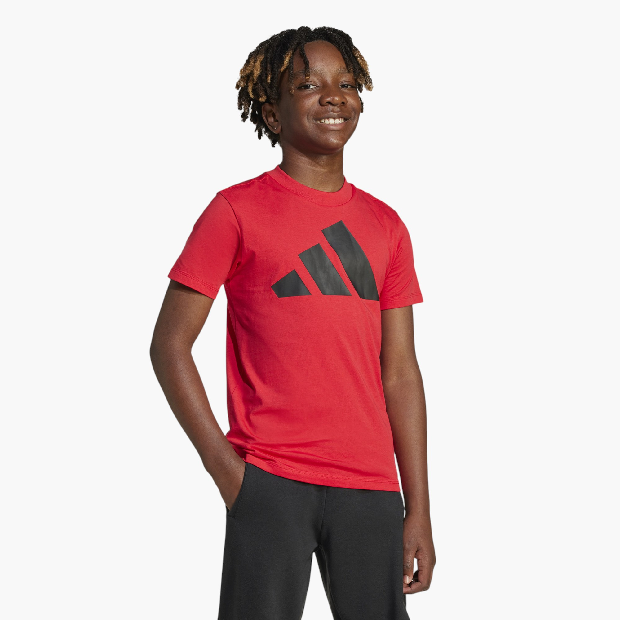 adidas Boys Crew Neck T-shirt with Logo Print - Cotton - Short Sleeves-sports-boys-clothing-tops-image-1