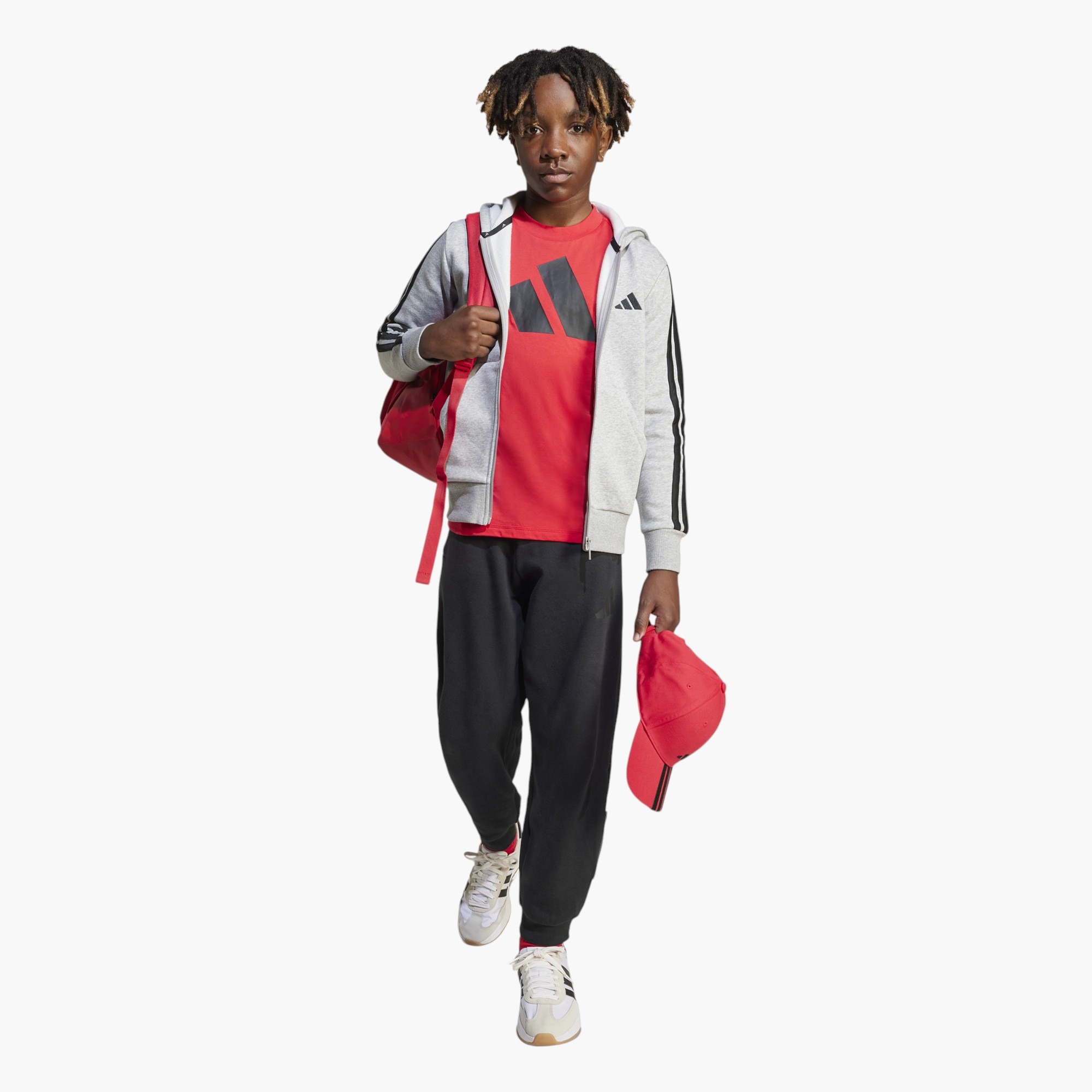adidas Boys Crew Neck T-shirt with Logo Print - Cotton - Short Sleeves-sports-boys-clothing-tops-image-3
