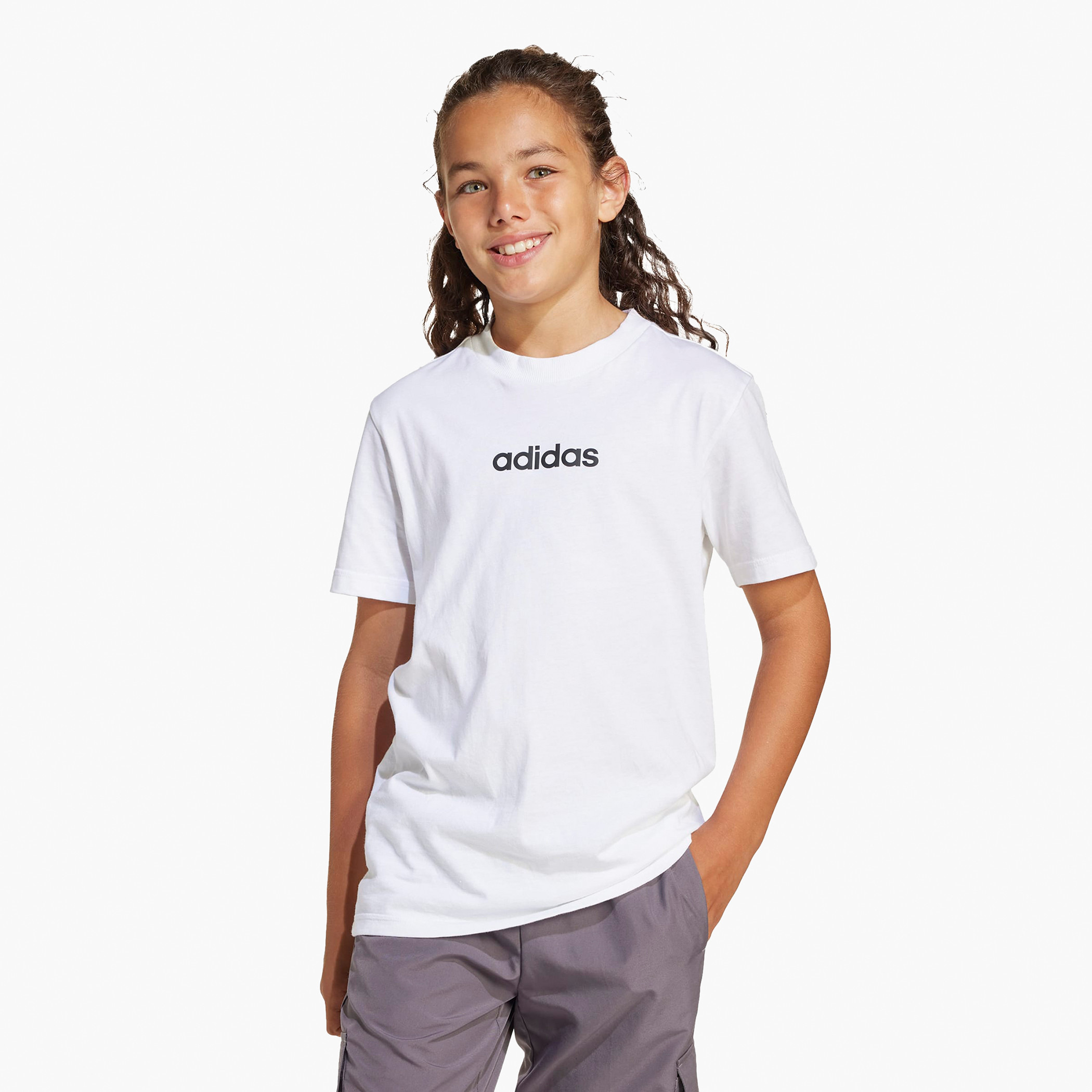 adidas Logo Print T-shirt with Short Sleeves-boys-clothing-sportswear-tops-image-2
