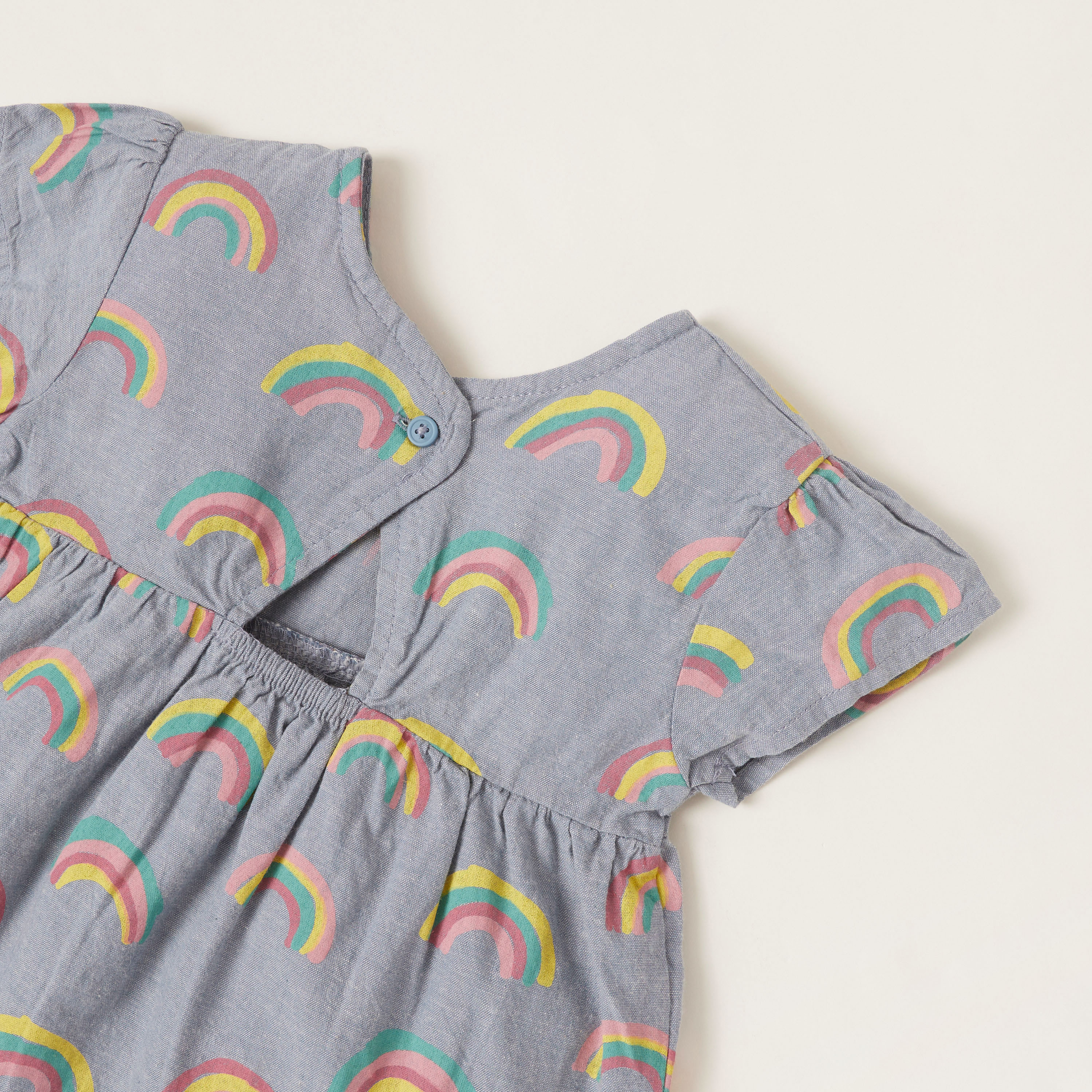 Rainbow Print Round Neck Peplum Top and Leggings Set-baby-girls-clothing-nightwear-pyjamasets-image-5