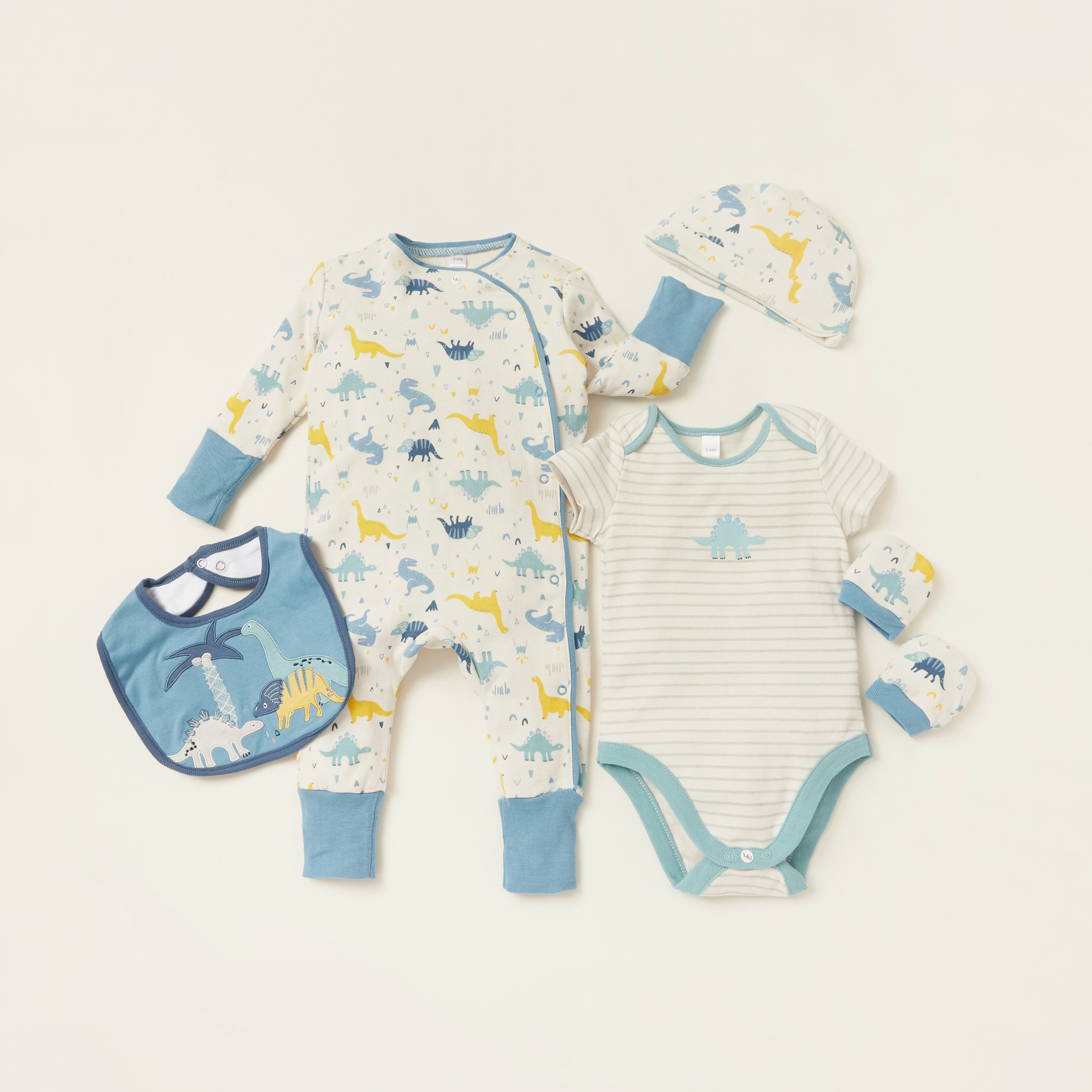 Buy Dinosaur Print 5-Piece Clothing Gift Set Online | Centrepoint Qatar