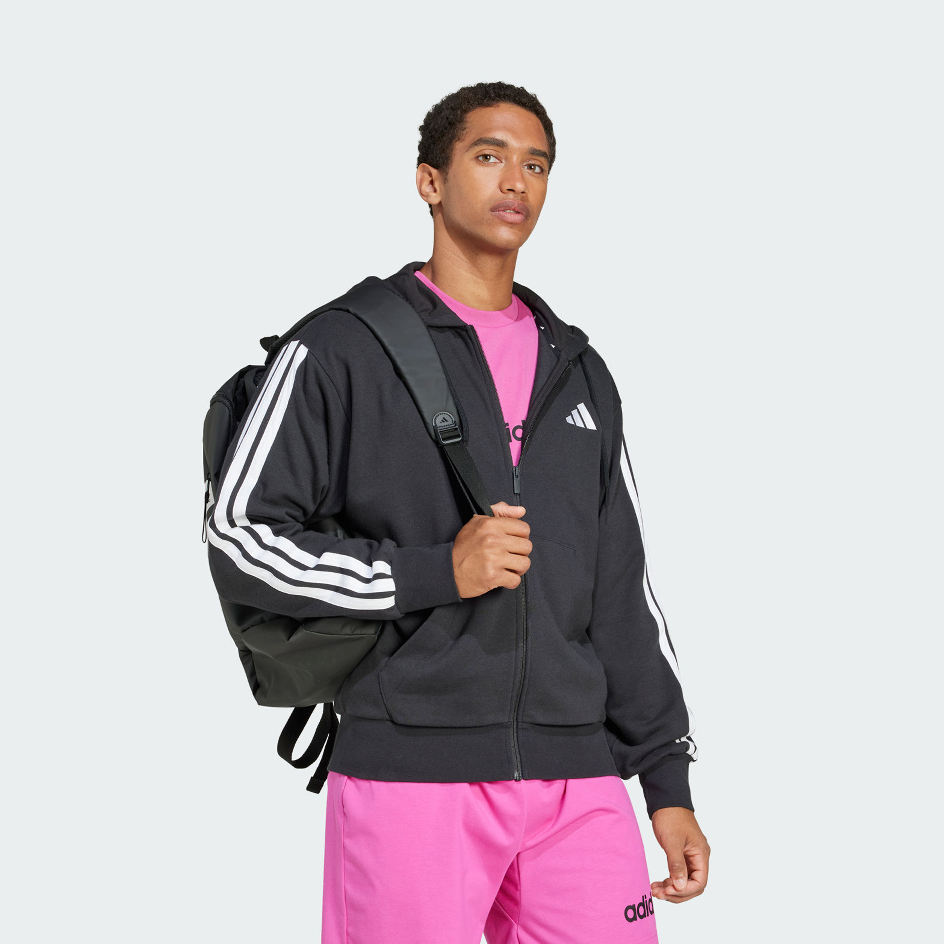 أديداس - هودي رجالي اسينشالز بثلاثة خطوط تيري فرنسي بسحاب كامل JD1877 | OE-men-winterwear-hoodiesandsweatshirts-image-2