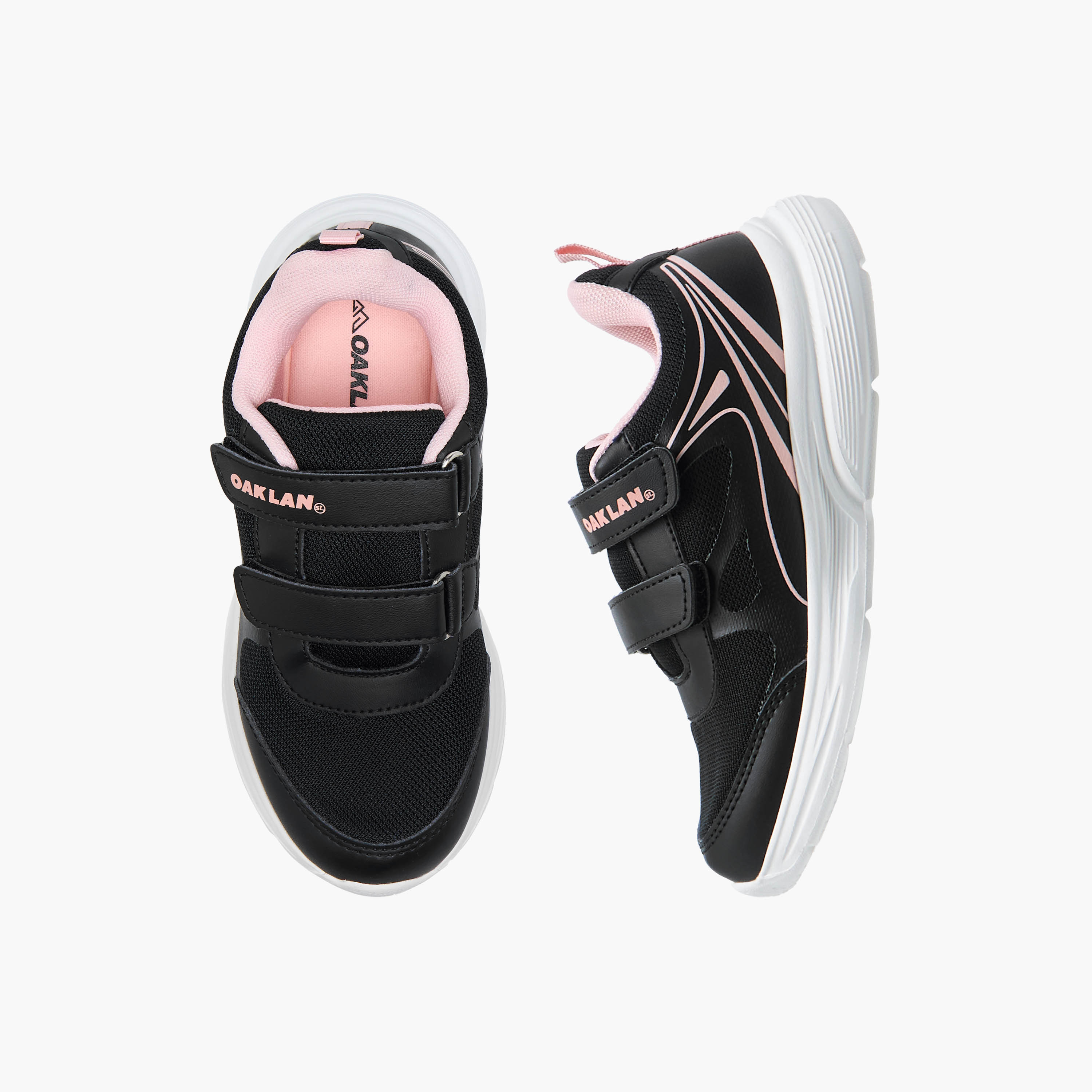 Oaklan by Shoexpress Logo Print Sports Shoes with Hook and Loop Closure-girls-shoes-sports-image-1