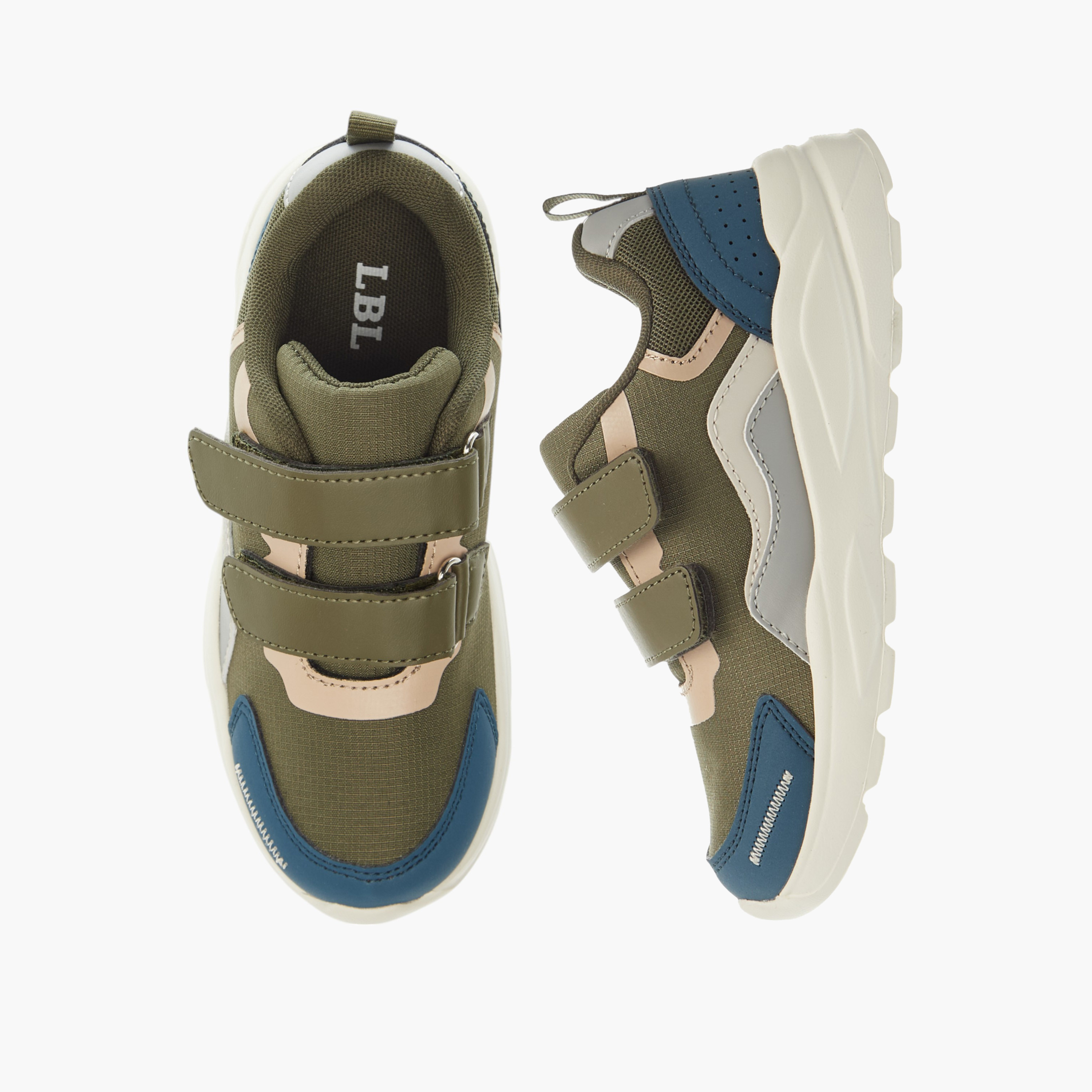 LBL by Shoexpress Colourblock Sneakers with Hook and Loop Closure-boys-shoes-sneakers-image-1