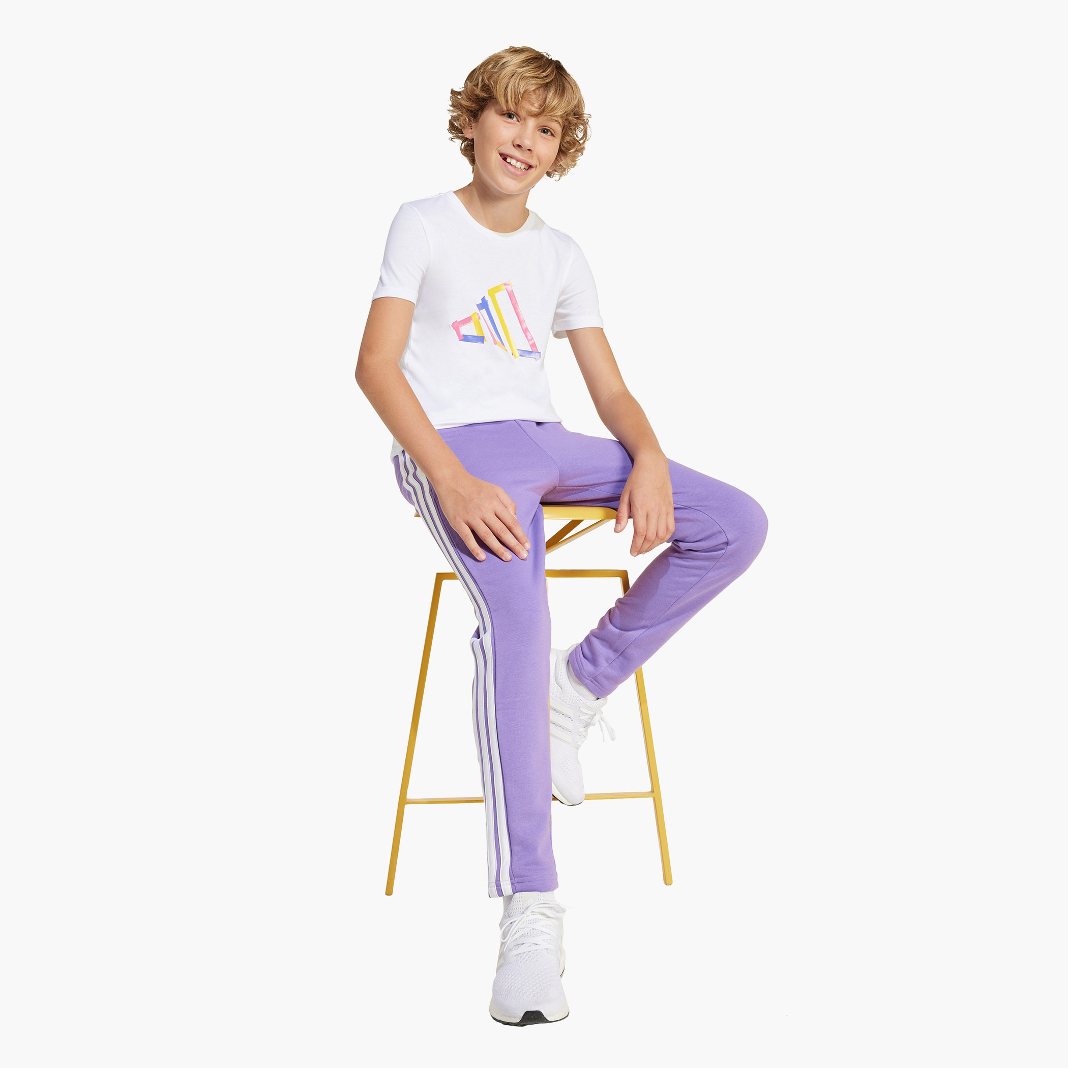 adidas Logo Print T-shirt with Short Sleeves-boys-clothing-sportswear-tops-image-3