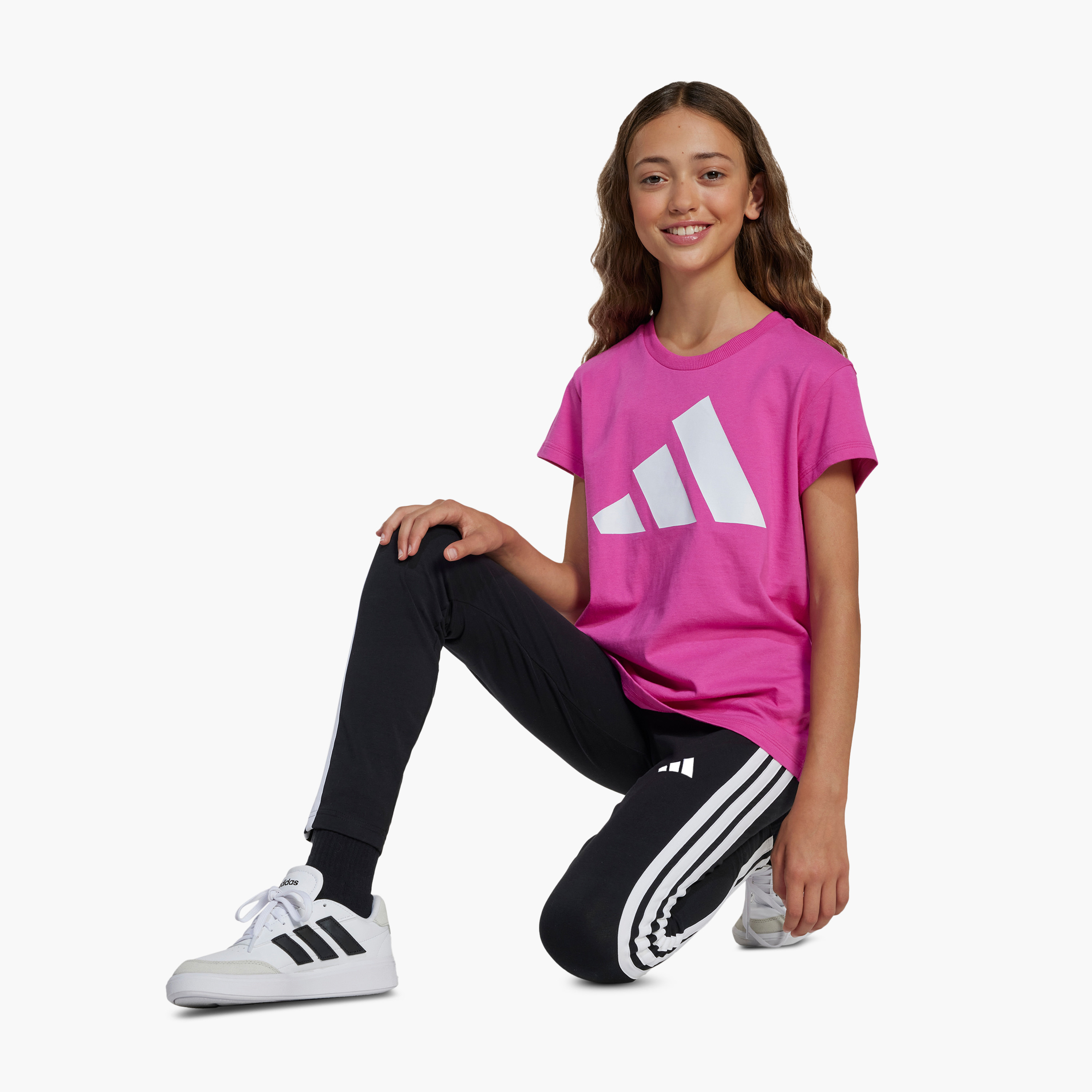 adidas Logo Detail Leggings with Elasticated Waistband-girls-clothing-sportswear-bottoms-leggings-image-11