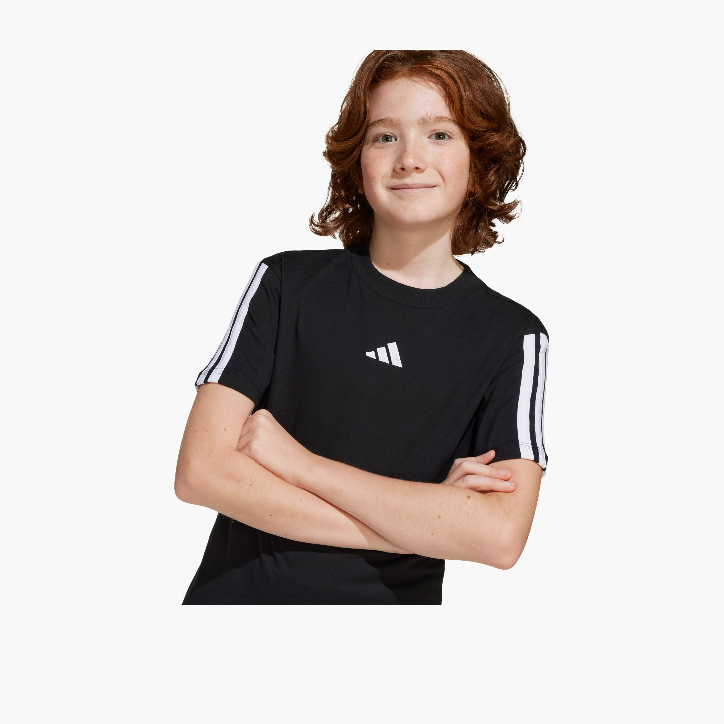 adidas Crew Neck Short Sleeve T-shirt with Logo Print-boys-clothing-sportswear-tops-image-4