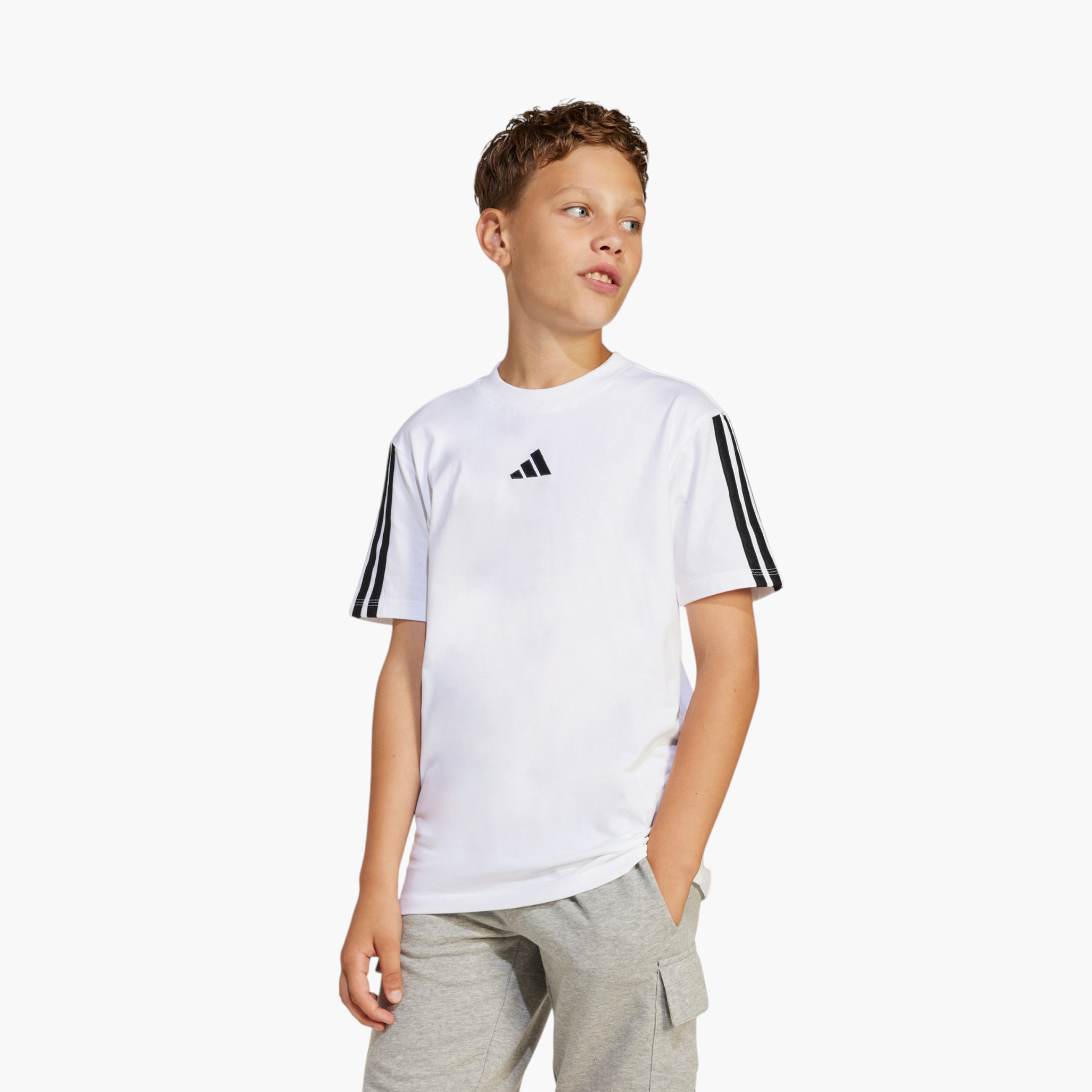 adidas Logo Print T-shirt with Crew Neck and Short Sleeves-boys-clothing-sportswear-tops-image-1