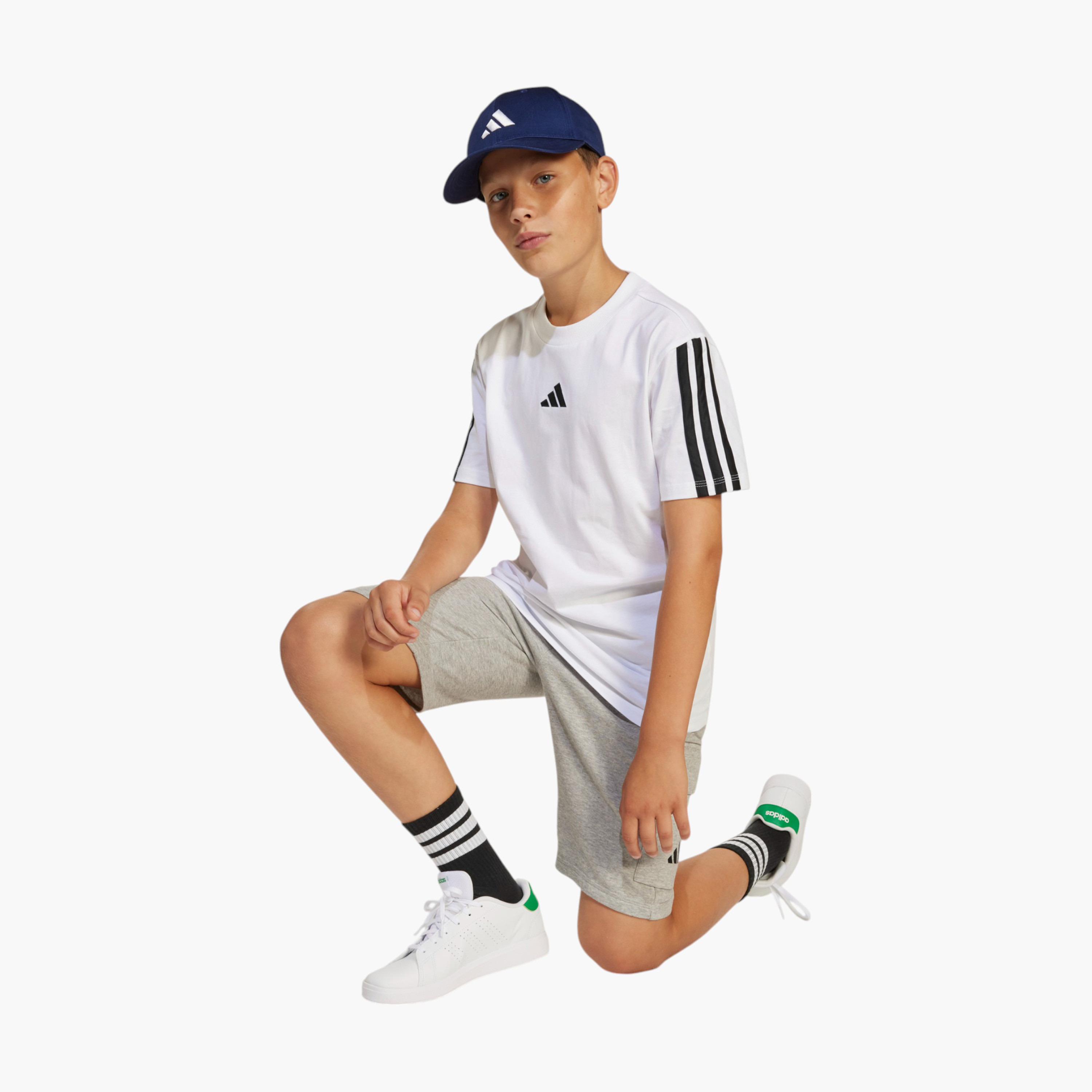 adidas Logo Print T-shirt with Crew Neck and Short Sleeves-boys-clothing-sportswear-tops-image-4