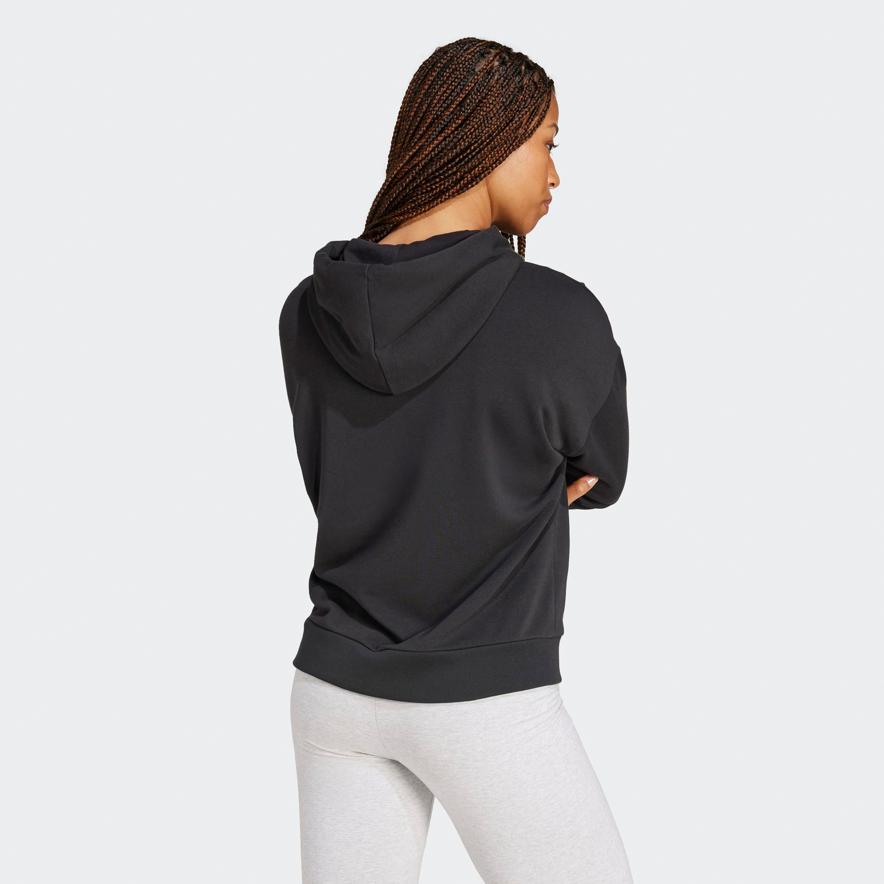 اديداس - هودي نسائي أساسي بشعار صغير قماش تيري فرنسي-sports-women-clothing-hoodiesandsweatshirts-image-3