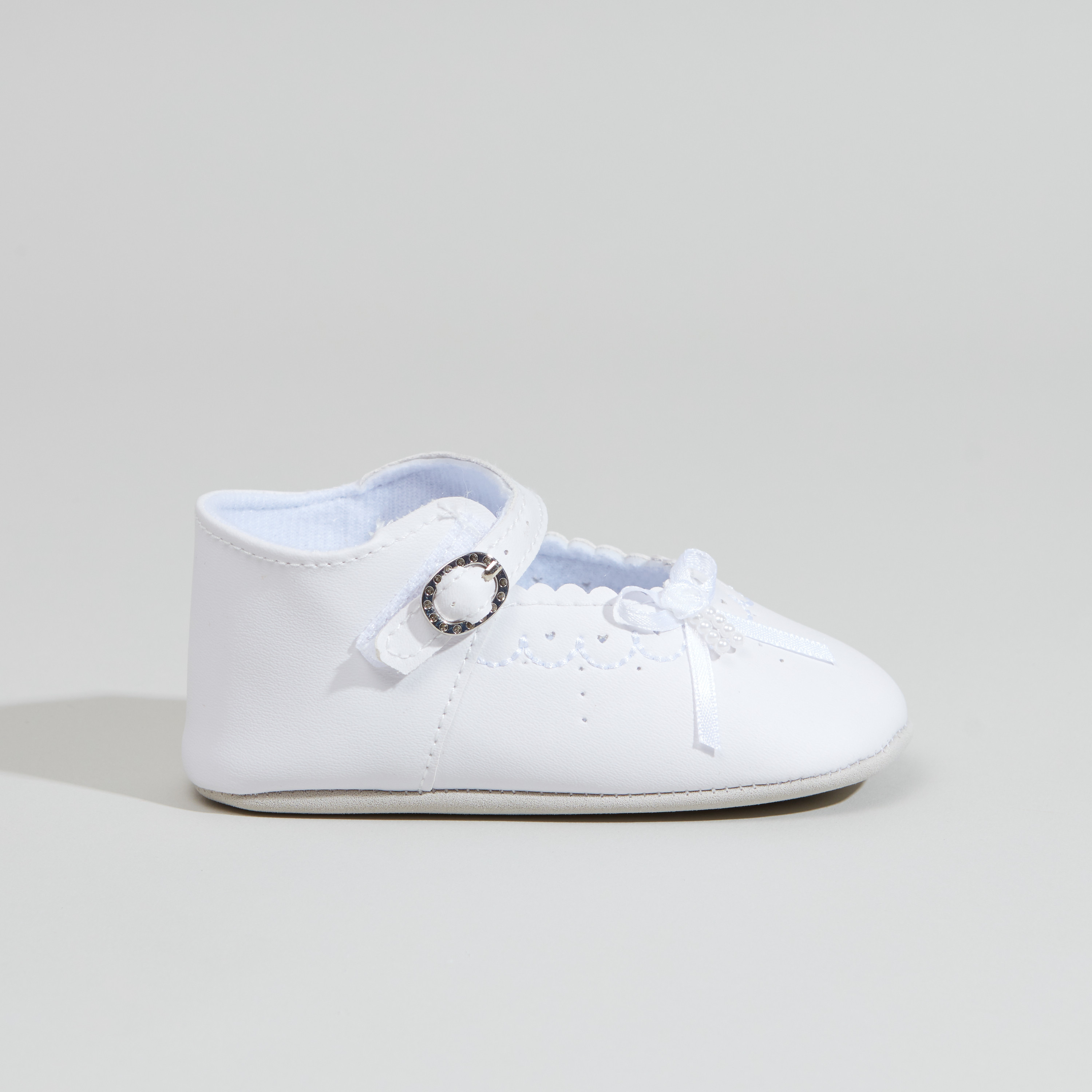 Stitch and Bow Detail Shoes with Pin Buckle Closure-baby-feeding-bibs-image-1