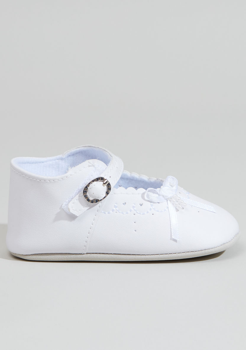 Stitch and Bow Detail Shoes with Pin Buckle Closure-Bibs and Burp Cloths-image-0