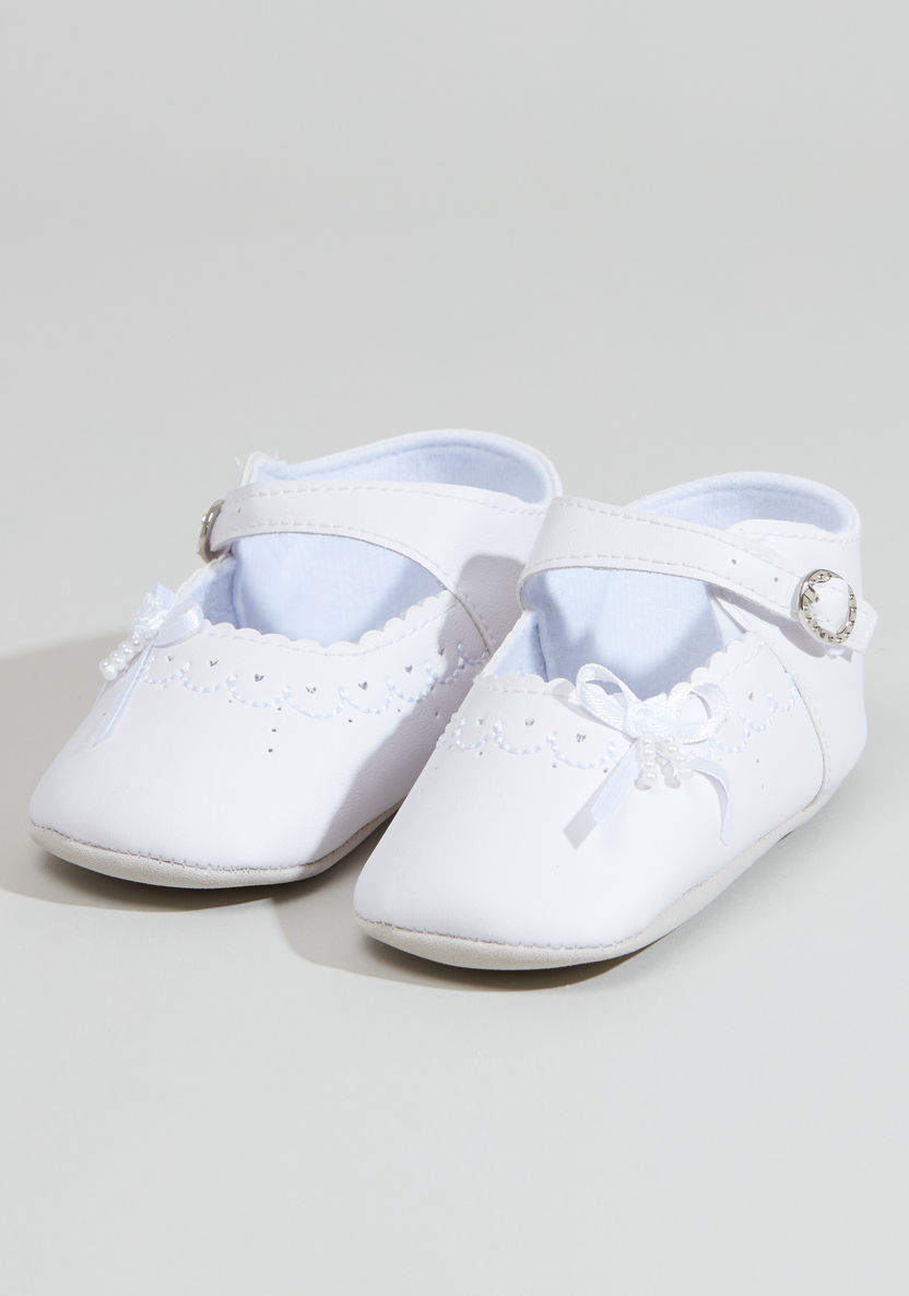 Stitch and Bow Detail Shoes with Pin Buckle Closure-Bibs and Burp Cloths-image-1