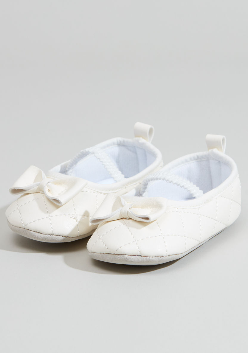 Juniors Quilted Slip-On Shoes with Bow Detail-Booties-image-1