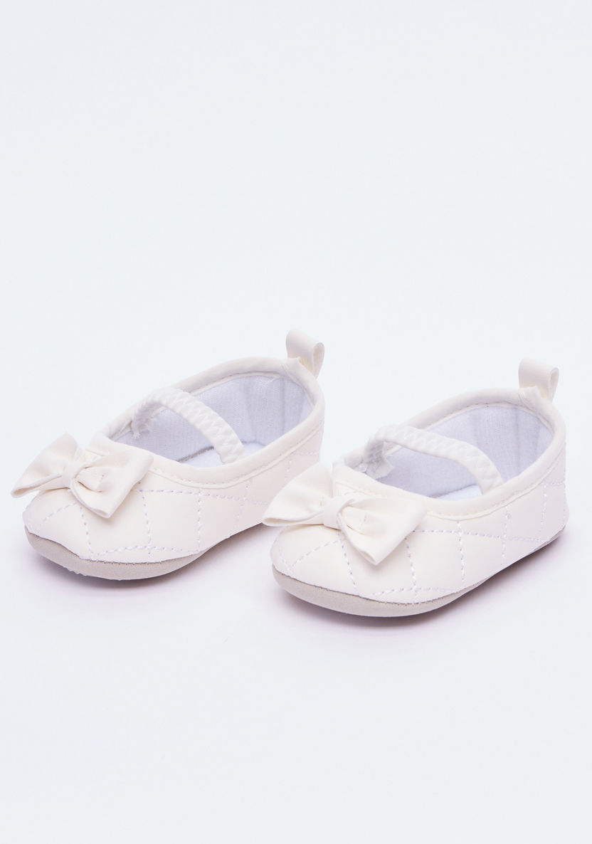 Juniors Textured Shoes with Bow Detail and Elasticised Strap-Booties-image-0