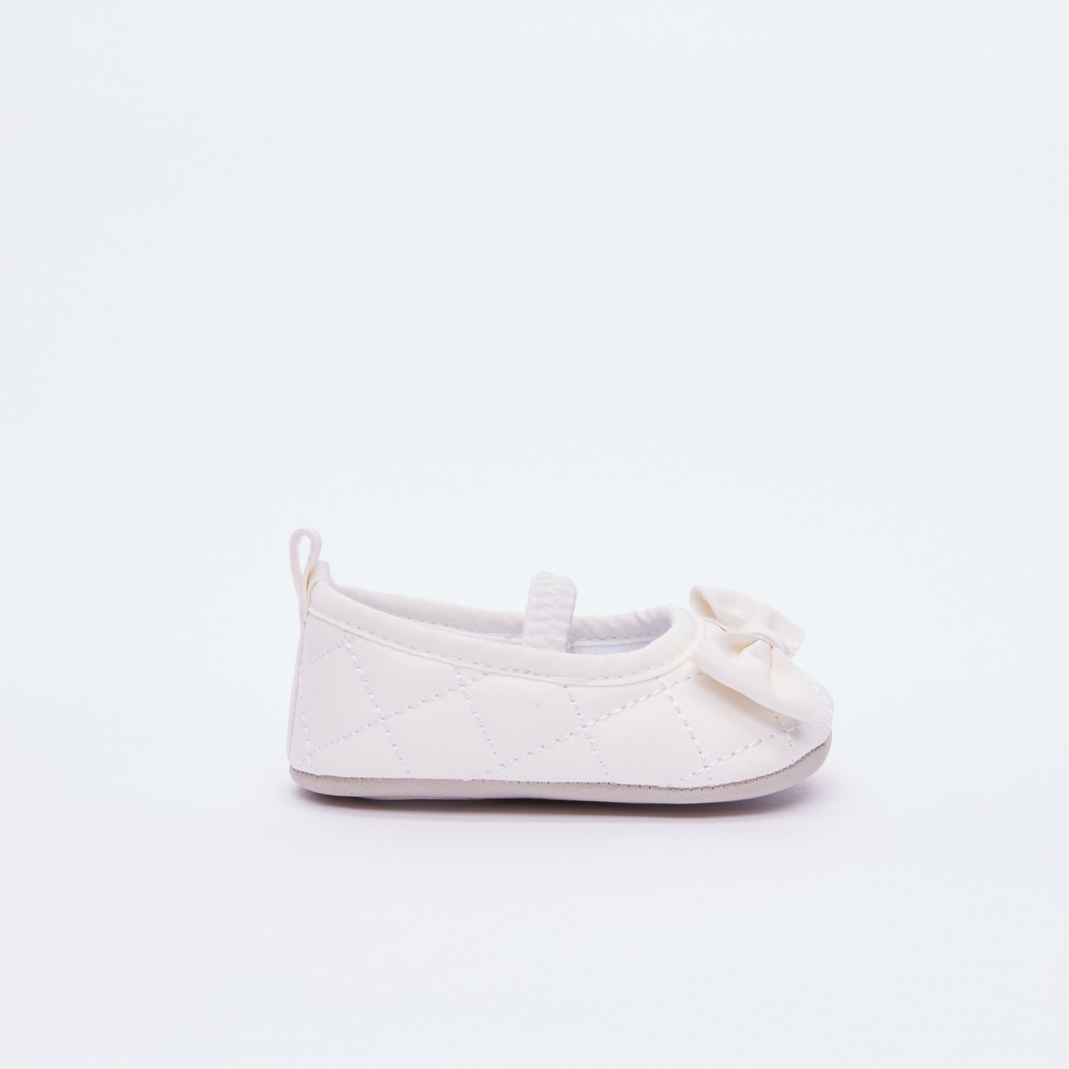 Juniors Textured Shoes with Bow Detail and Elasticised Strap-baby-girls-shoes-sandals-image-2