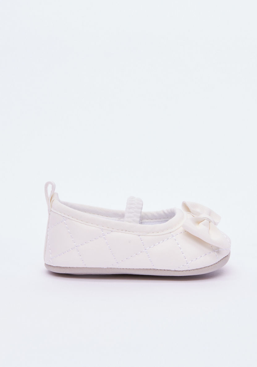 Juniors Textured Shoes with Bow Detail and Elasticised Strap-Booties-image-1