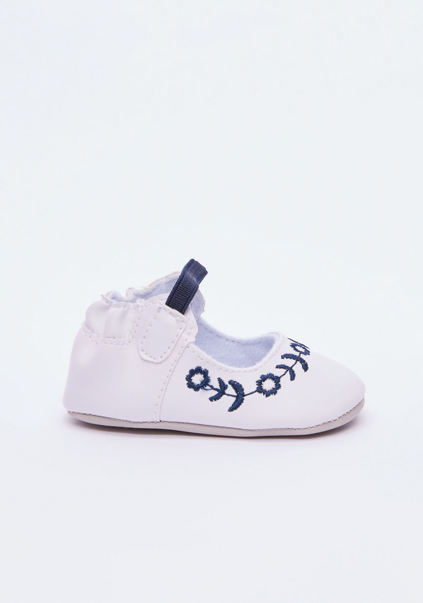 Juniors Embroidered Booties with Elasticised Strap-Booties-image-1