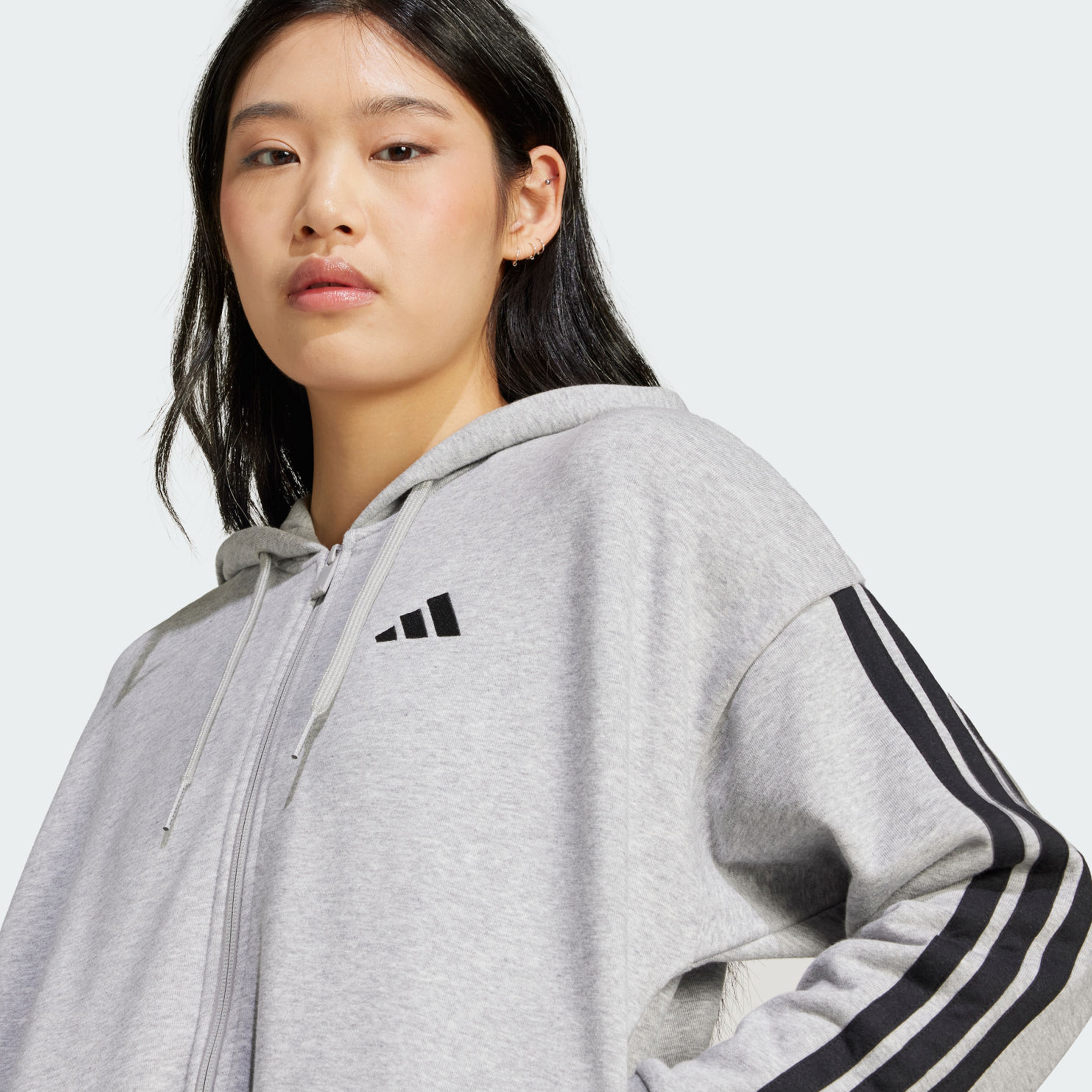 adidas Women's Essentials 3-Stripes French Terry Full-Zip Hoodie | OE-sports-women-clothing-hoodiesandsweatshirts-image-5