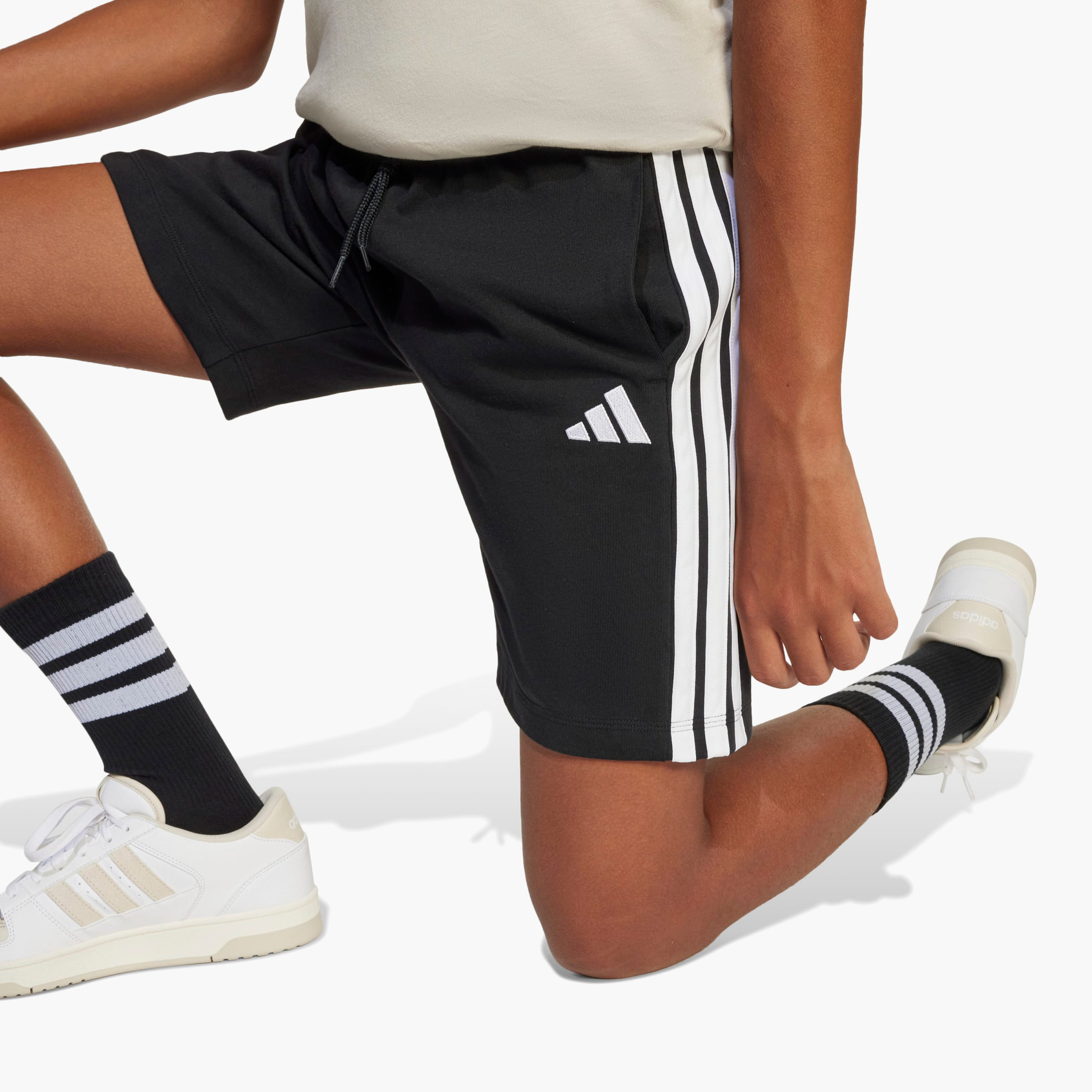 adidas Logo Print Shorts with Drawstring Closure-boys-clothing-bottoms-shorts-image-4