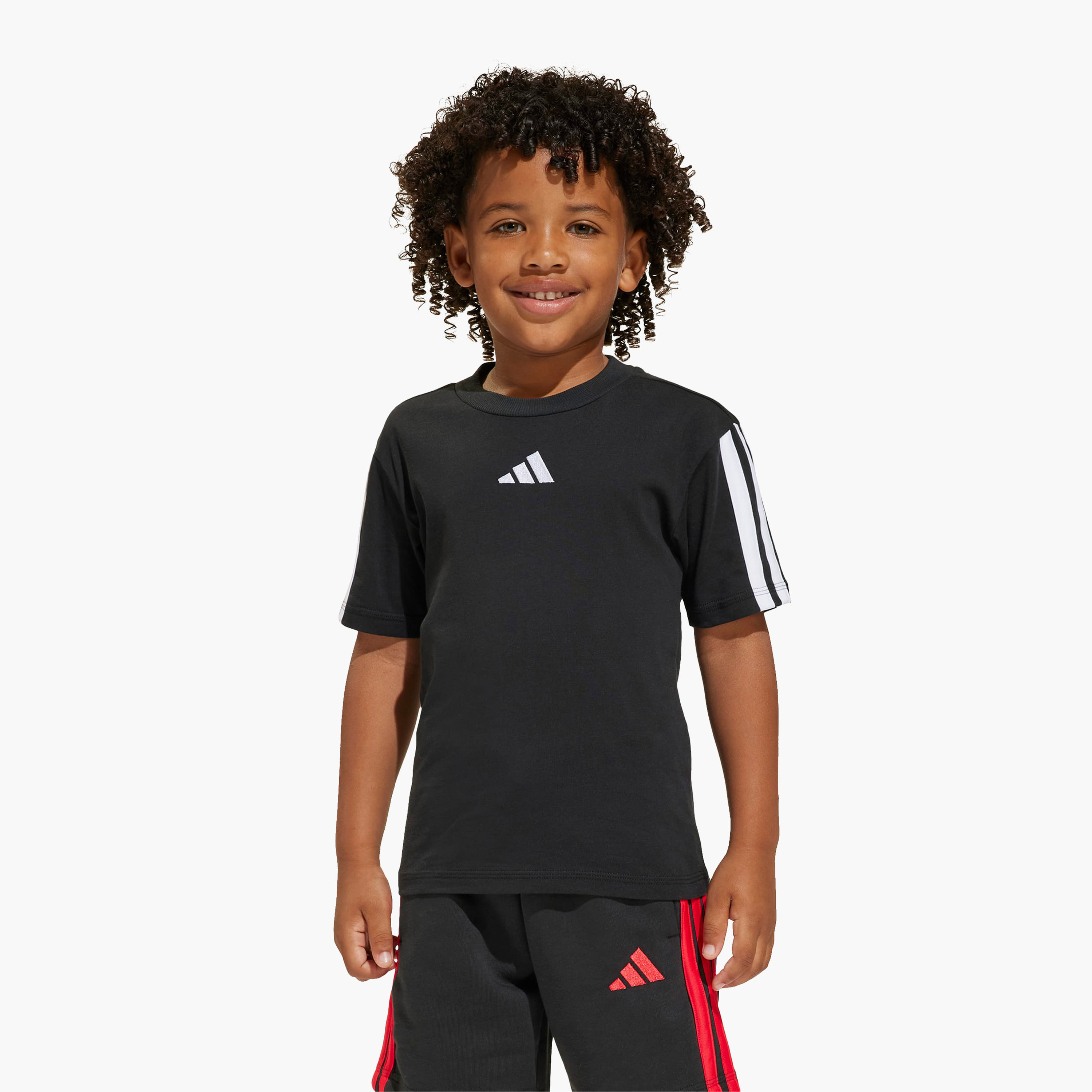 adidas Crew Neck Short Sleeve T-shirt with Logo Print-boys-clothing-sportswear-tops-image-1