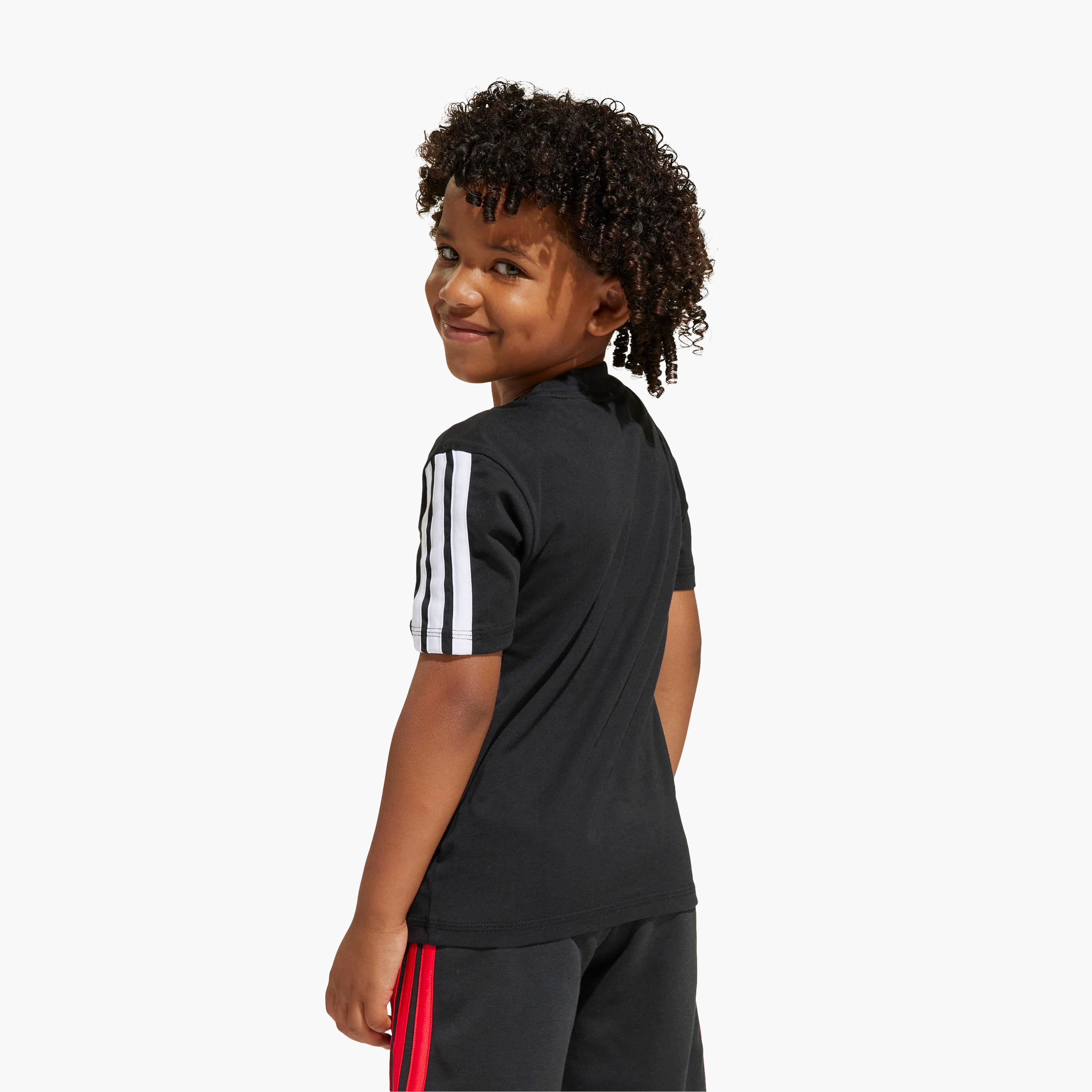 adidas Crew Neck Short Sleeve T-shirt with Logo Print-boys-clothing-sportswear-tops-image-3