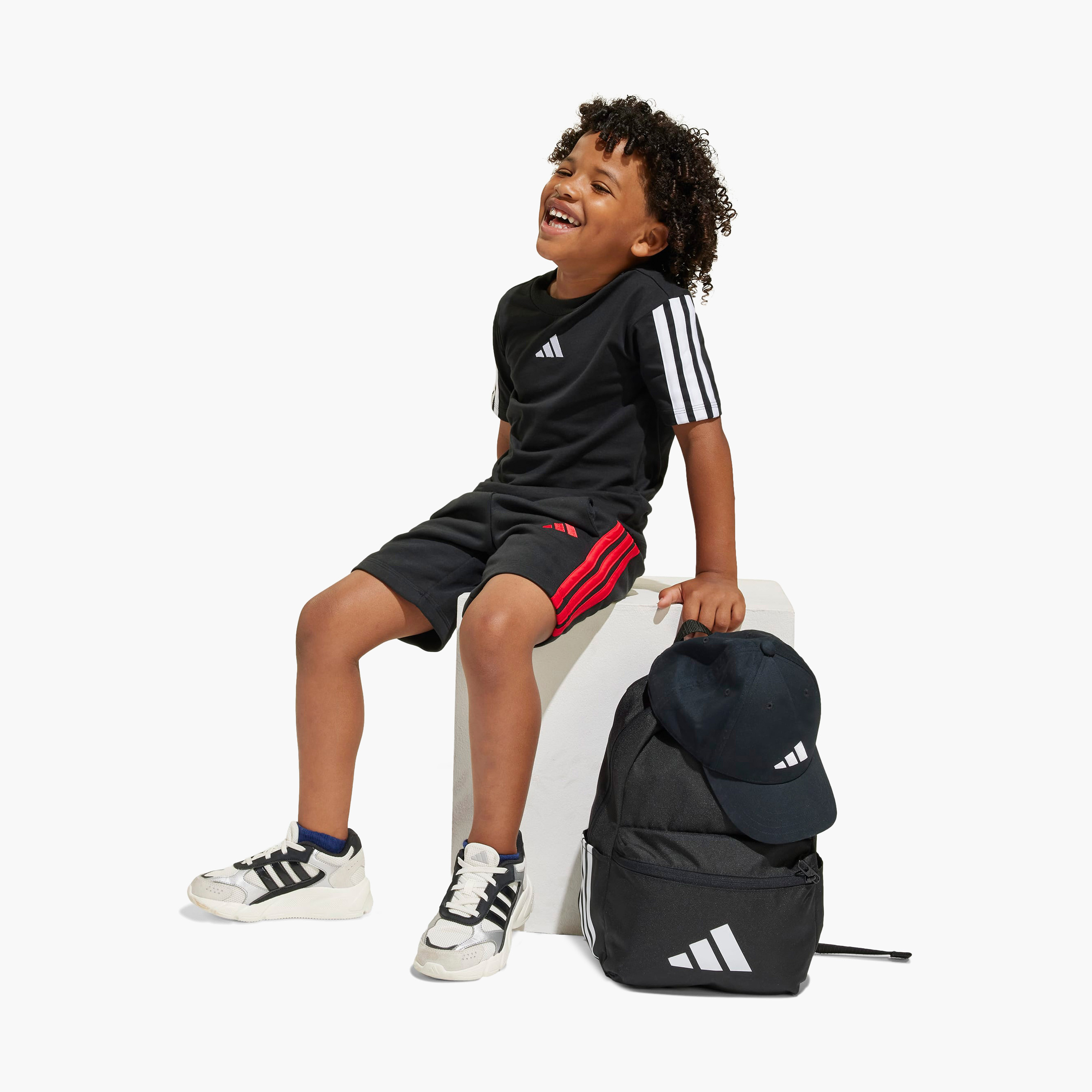 adidas Crew Neck Short Sleeve T-shirt with Logo Print-boys-clothing-sportswear-tops-image-2