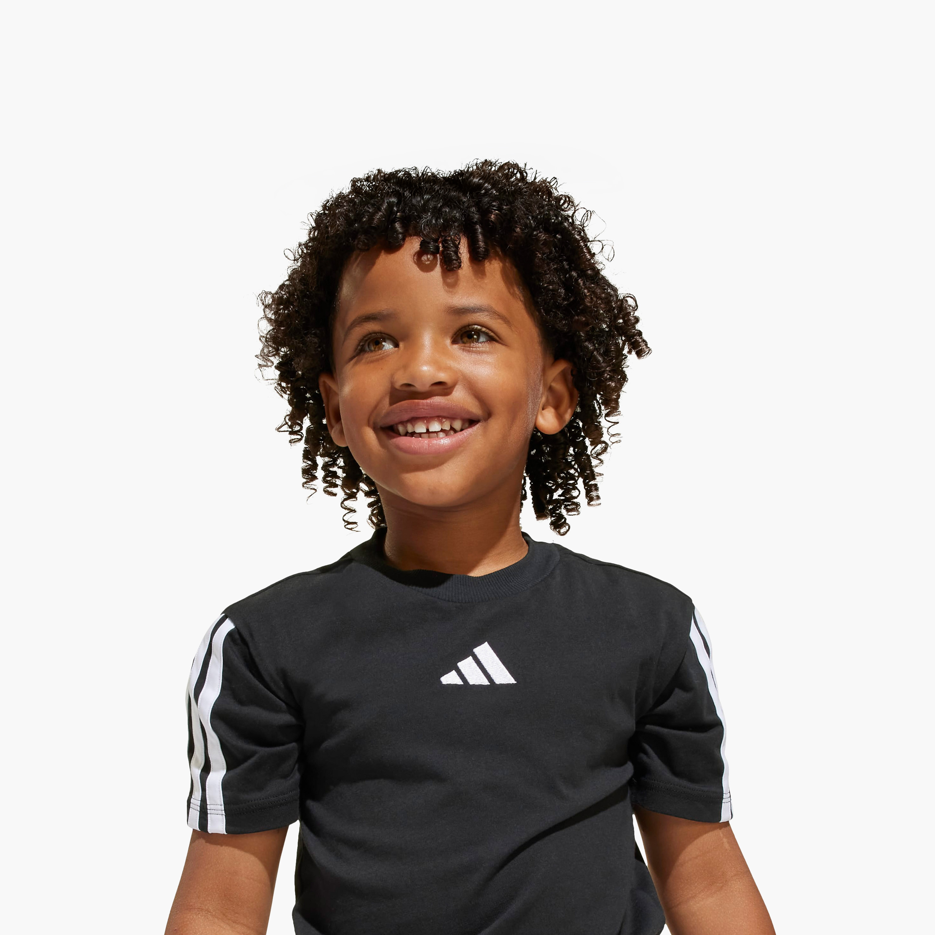 adidas Crew Neck Short Sleeve T-shirt with Logo Print-boys-clothing-sportswear-tops-image-4