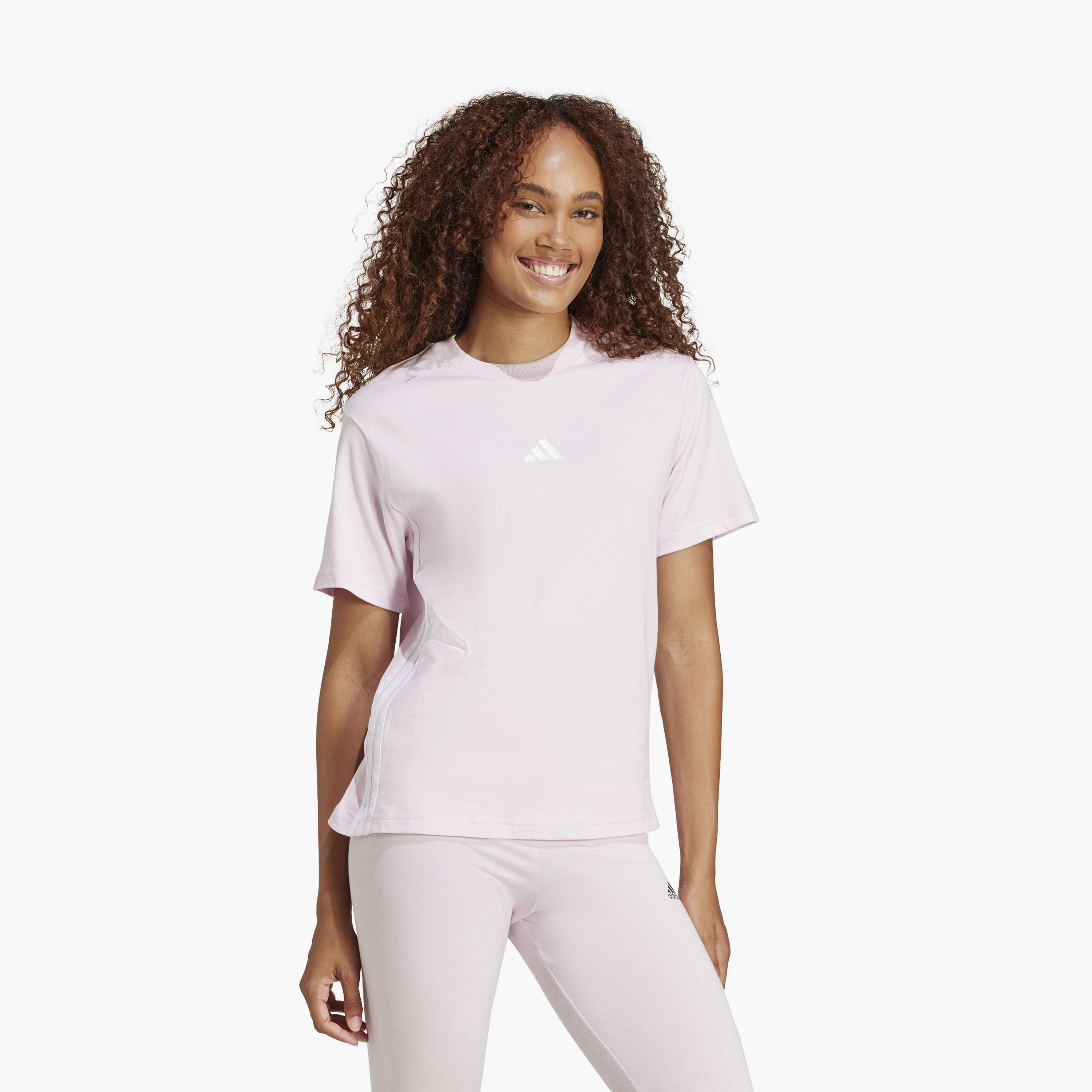 أديداس - تي شيرت رياضي أساسي بثلاثة خطوط - للنساء-women-clothing-tshirts-image-4