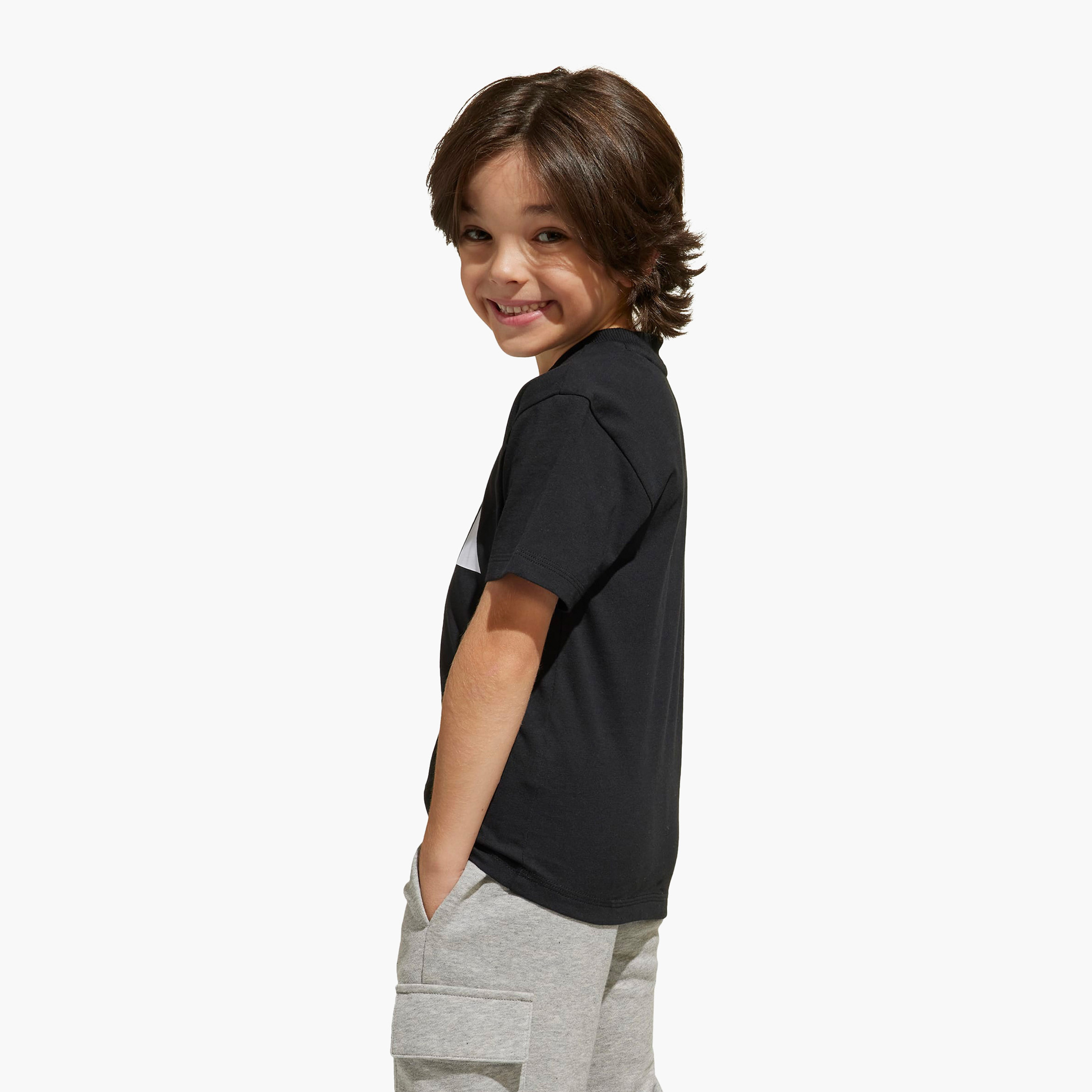 adidas Crew Neck Short Sleeve T-shirt with Logo Print-boys-clothing-sportswear-tops-image-5