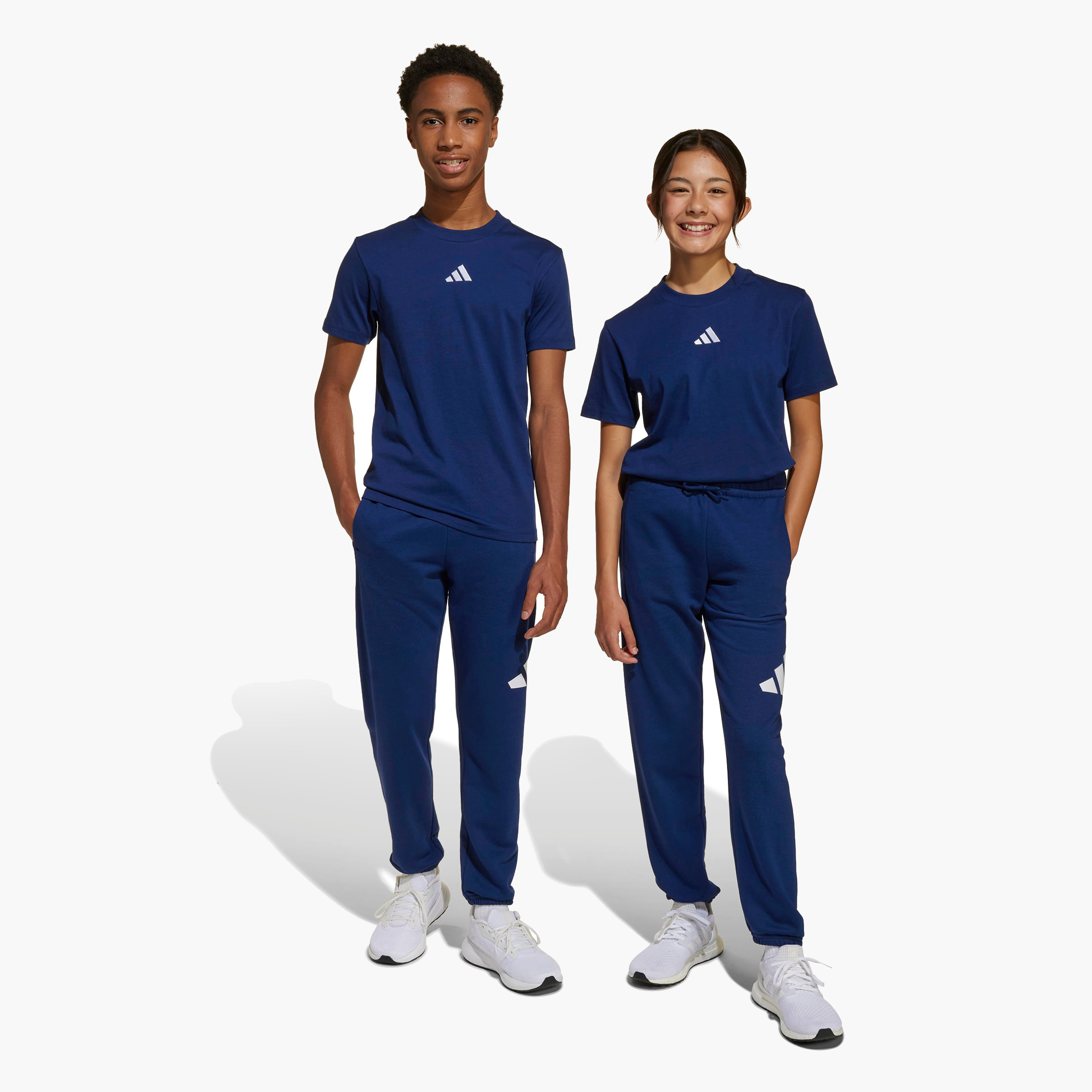 adidas Boys Joggers with Logo Print - Cotton Blend - Elasticated Drawstring-boys-clothing-bottoms-joggersandtrackpants-image-8