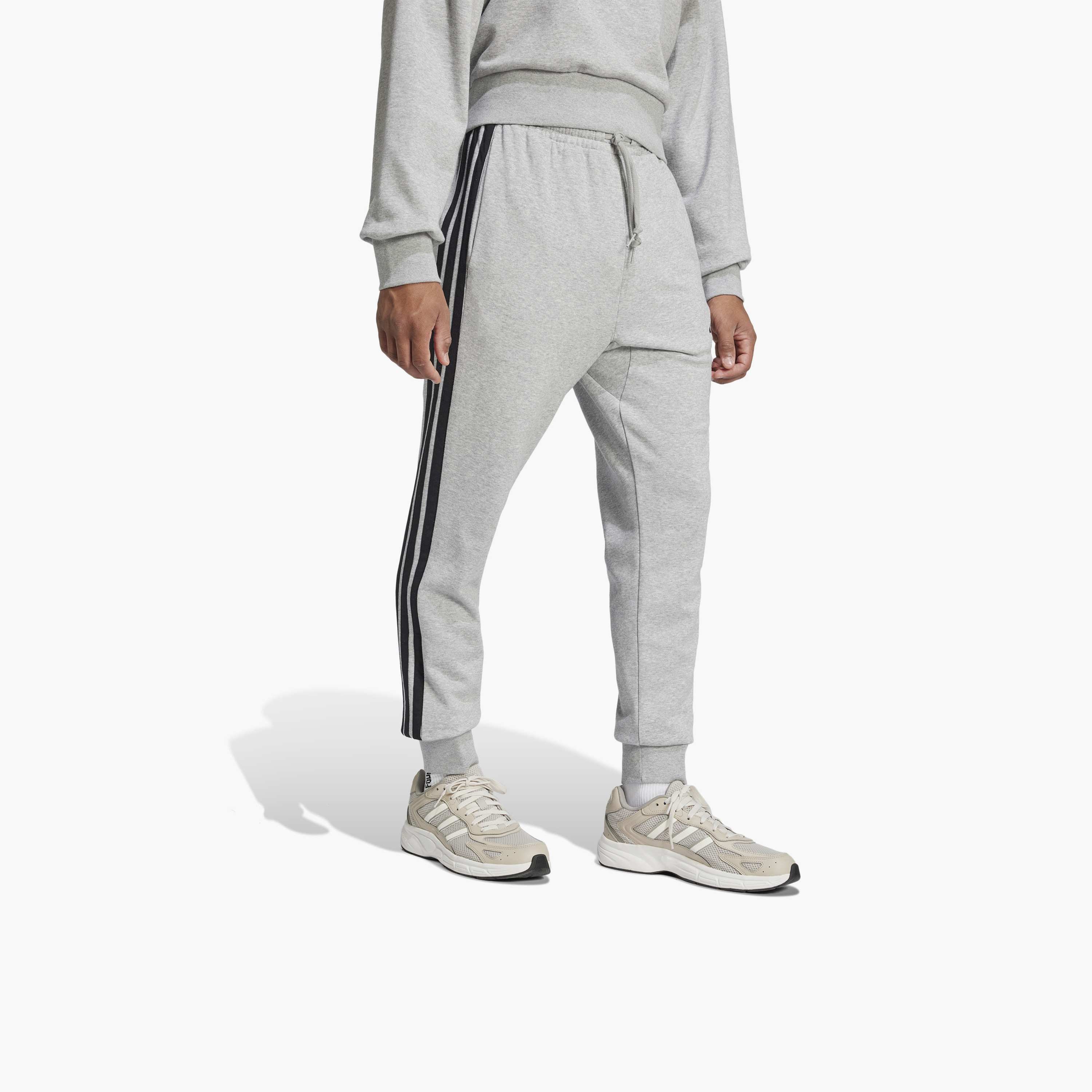 Adidas Men Essentials French Terry Tapered Cuff 3-Stripes Joggers | OE-sports-men-clothing-bottoms-image-11