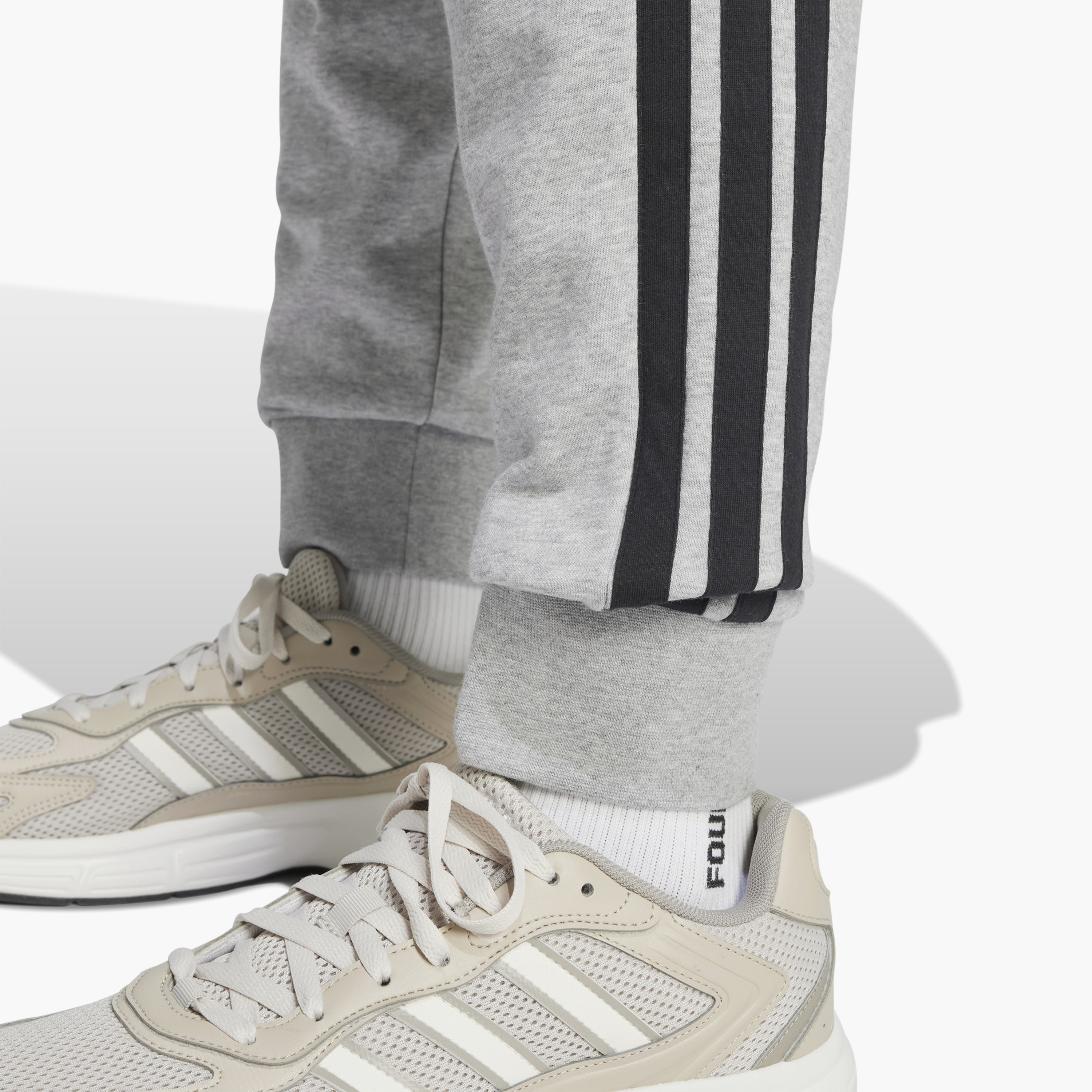 Adidas Men Essentials French Terry Tapered Cuff 3-Stripes Joggers | OE-sports-men-clothing-bottoms-image-14
