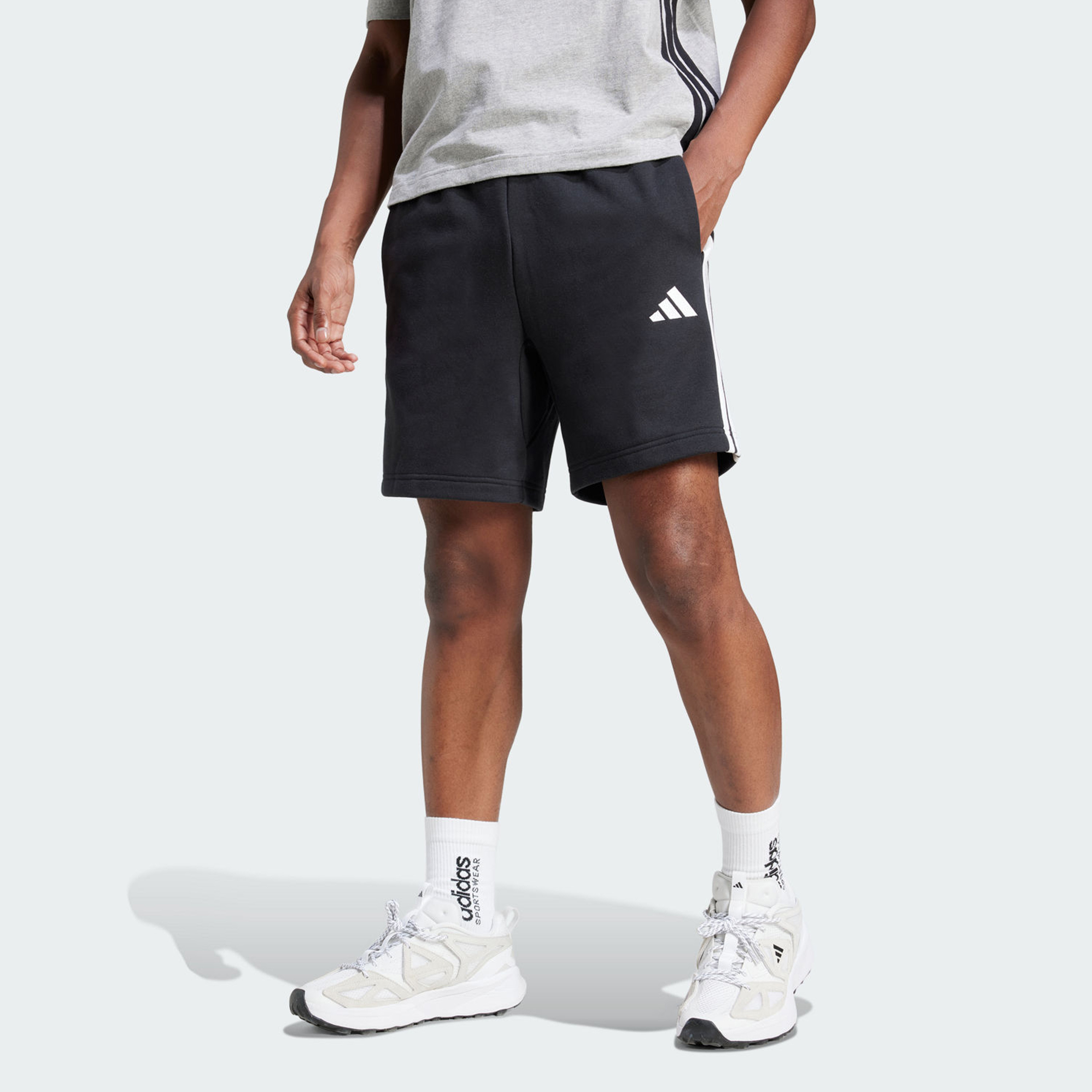 أديداس - شورت رجالي إسينشالز بثلاثة خطوط تيري فرنسي | OE-men-clothing-bottoms-shorts-image-1