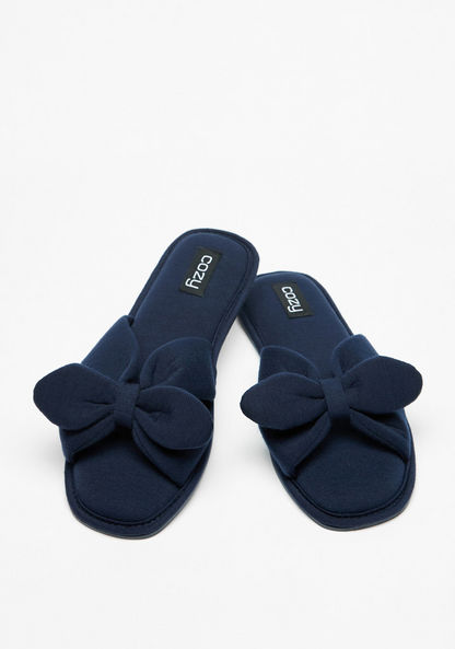 Cozy Open Toe Bedroom Slippers with Bow Detail