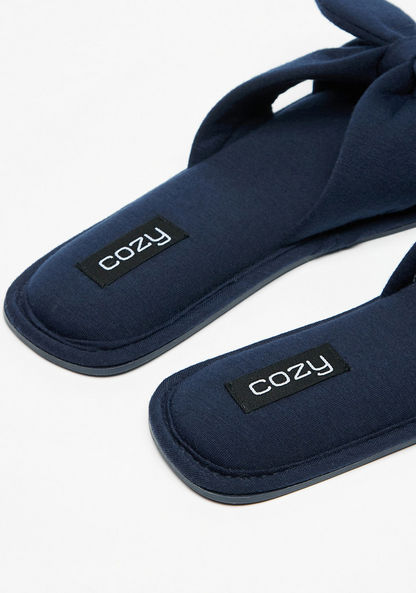 Cozy Open Toe Bedroom Slippers with Bow Detail
