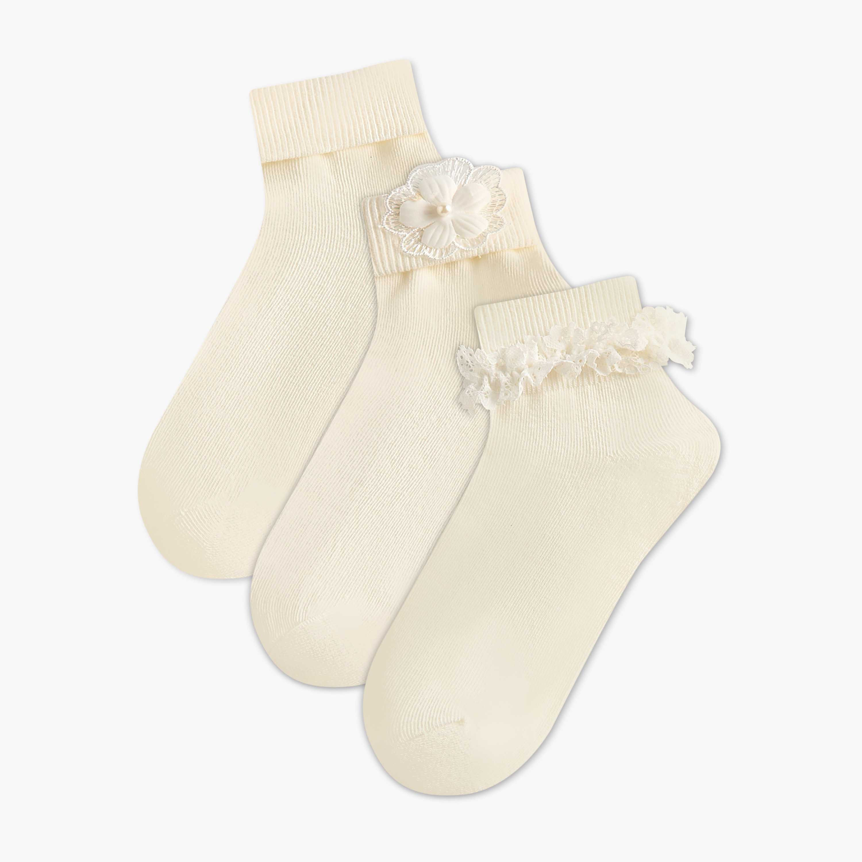 Pack of 3 Celeste Girls Socks Ankle Length Assorted Design-girls-accessories-socks-image-1