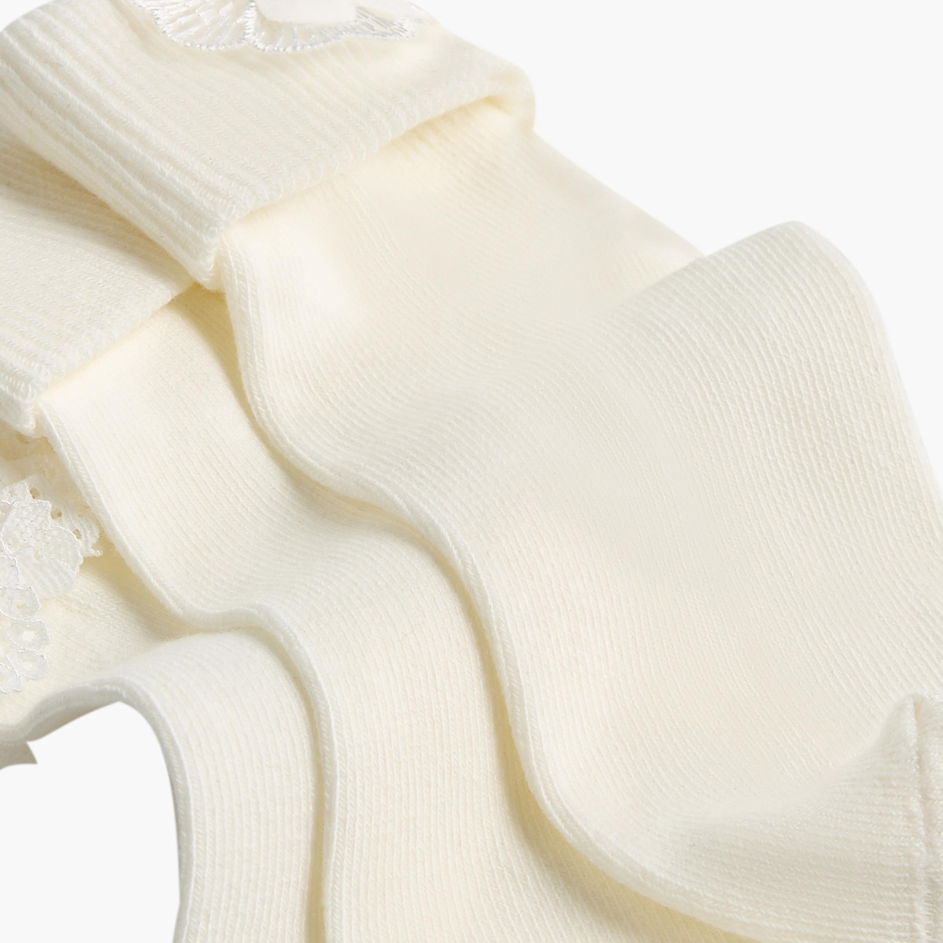 Little Missy Ribbed Non-Terry Ankle Length Socks with Frill Detail - Set of 3-girls-accessories-socks-image-4