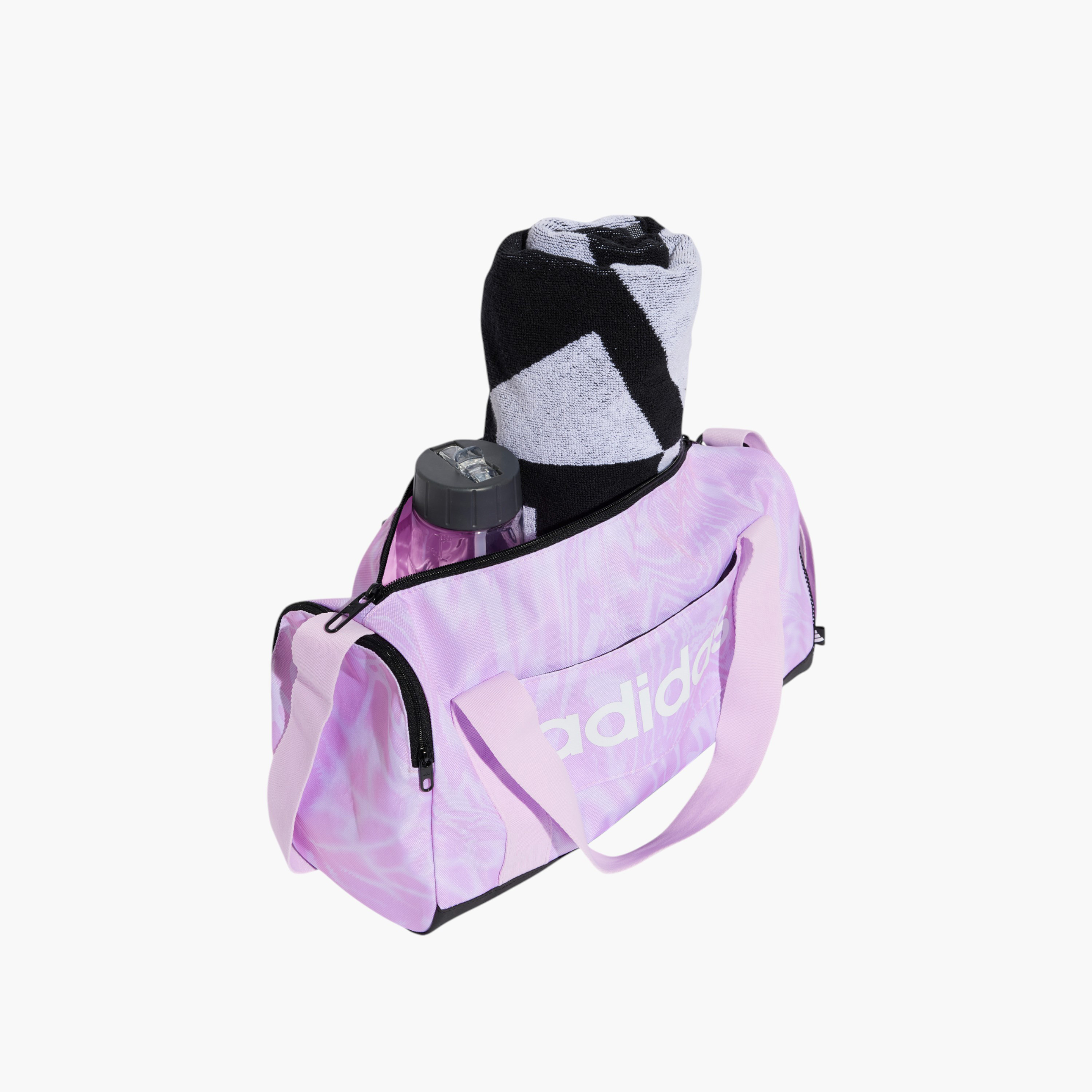 Adidas Logo Print Duffel Bag with Zip Closure and Double Handle - JG1020-travel-luggagesandbags-dufflebags-image-3