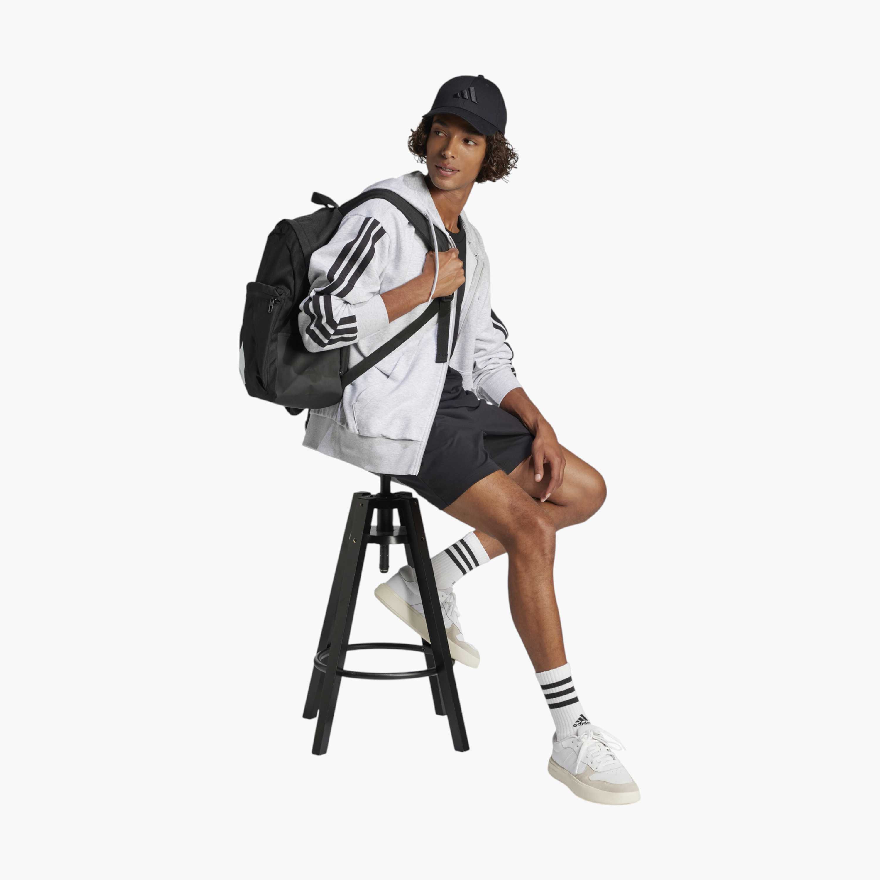 adidas Logo Print School Backpack with Adjustable Straps and Zip Closure-school-bagsandbackpacks-backpacks-image-2
