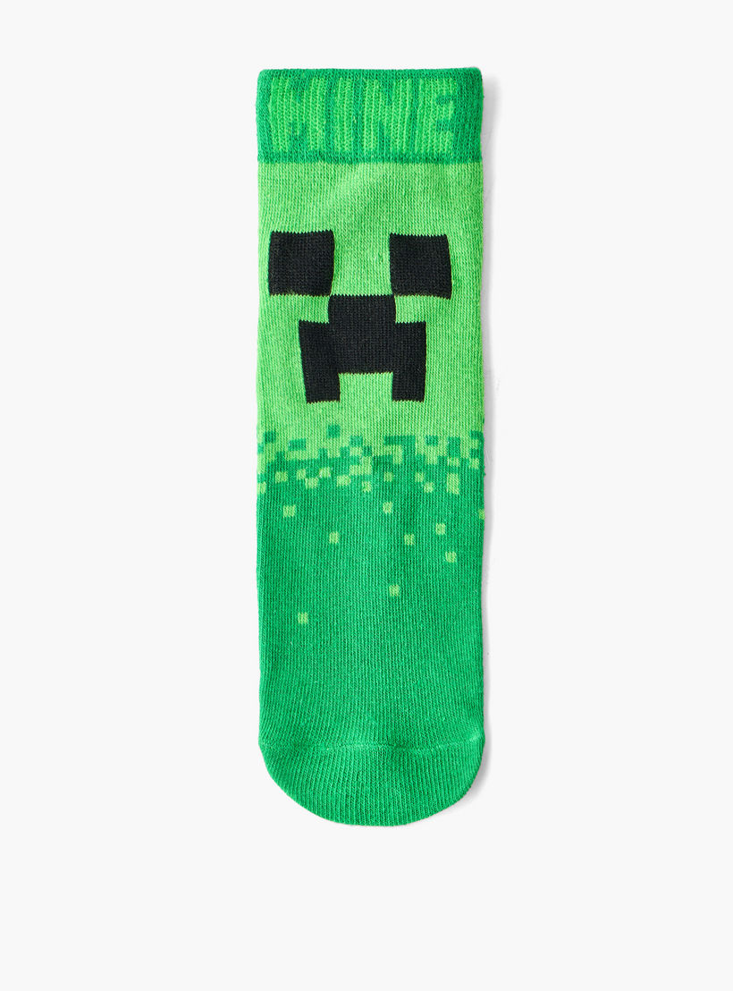 Pack of 5 - Boys Ankle Socks with Minecraft Print-girls-accessories-socks-image-2