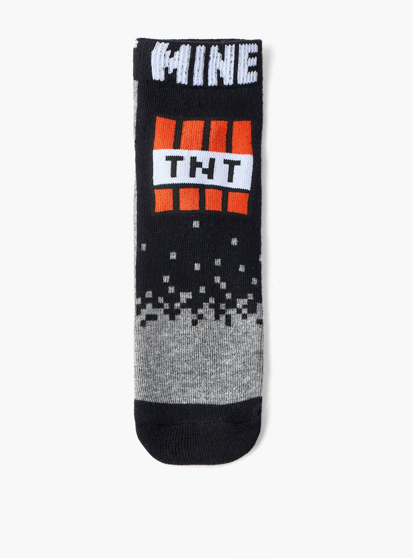 Pack of 5 - Boys Ankle Socks with Minecraft Print-girls-accessories-socks-image-3