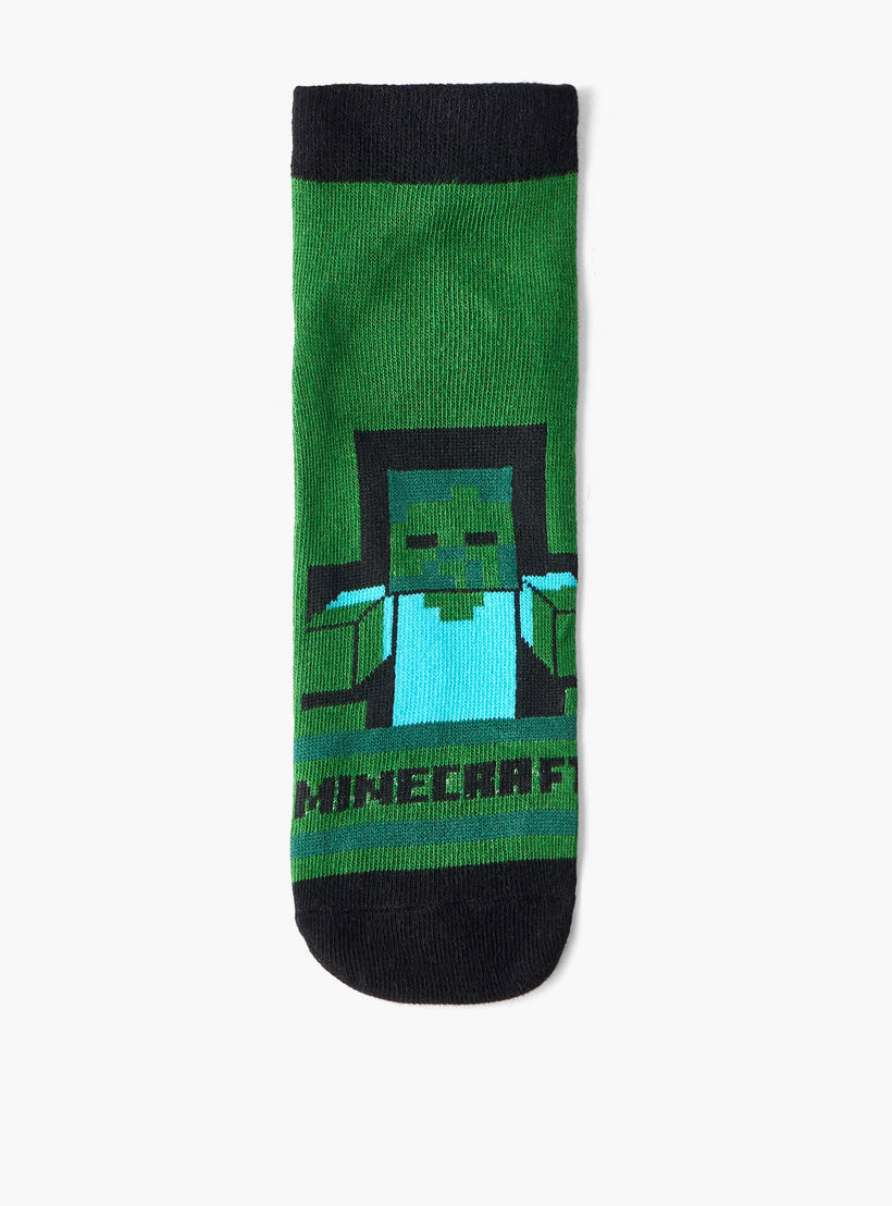 Pack of 5 - Boys Ankle Socks with Minecraft Print-girls-accessories-socks-image-5
