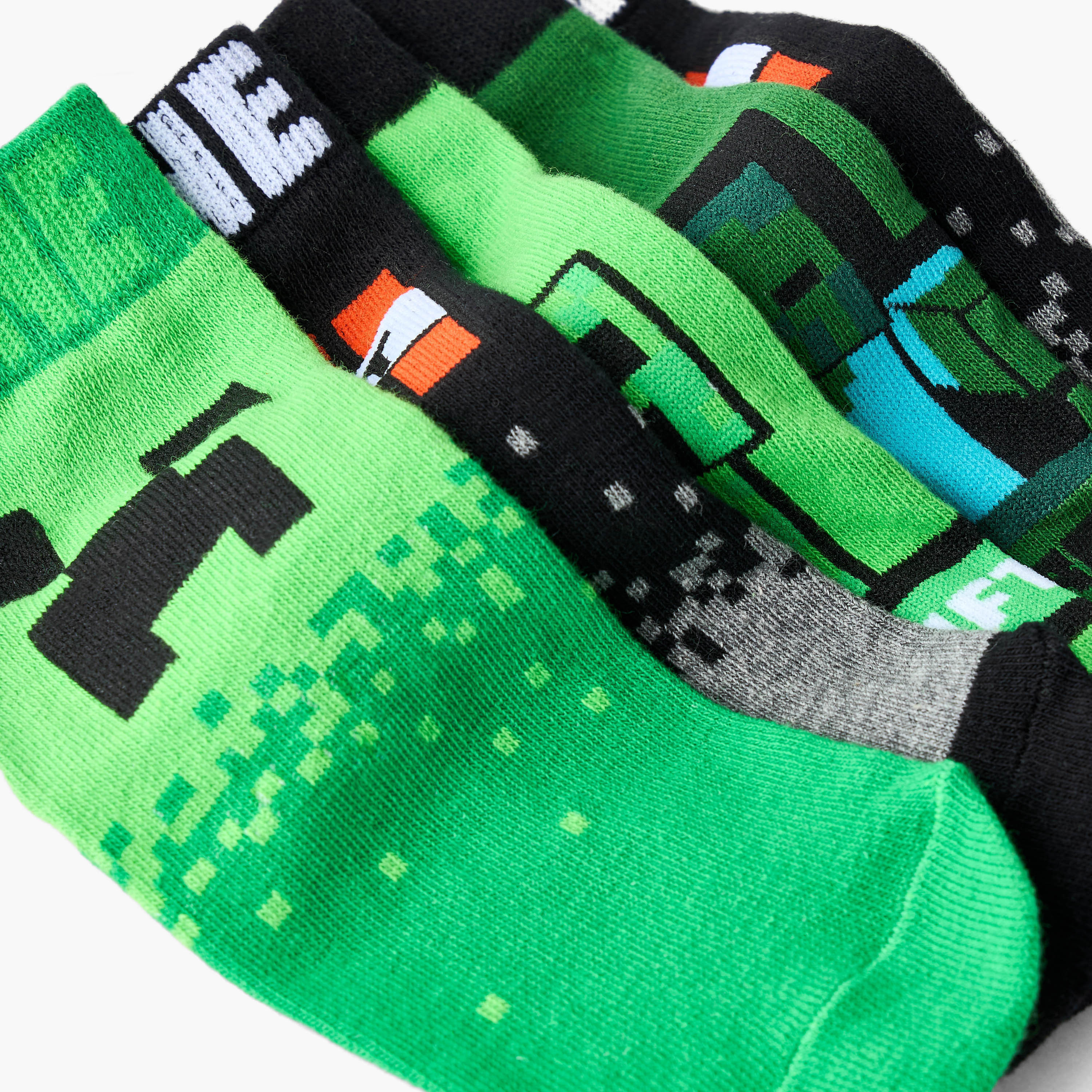 Pack of 5 - Boys Ankle Socks with Minecraft Print-girls-accessories-socks-image-9