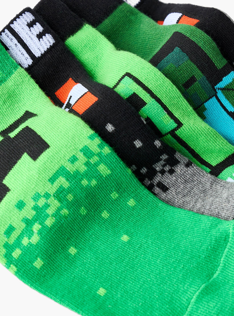 Pack of 5 - Boys Ankle Socks with Minecraft Print-girls-accessories-socks-image-9
