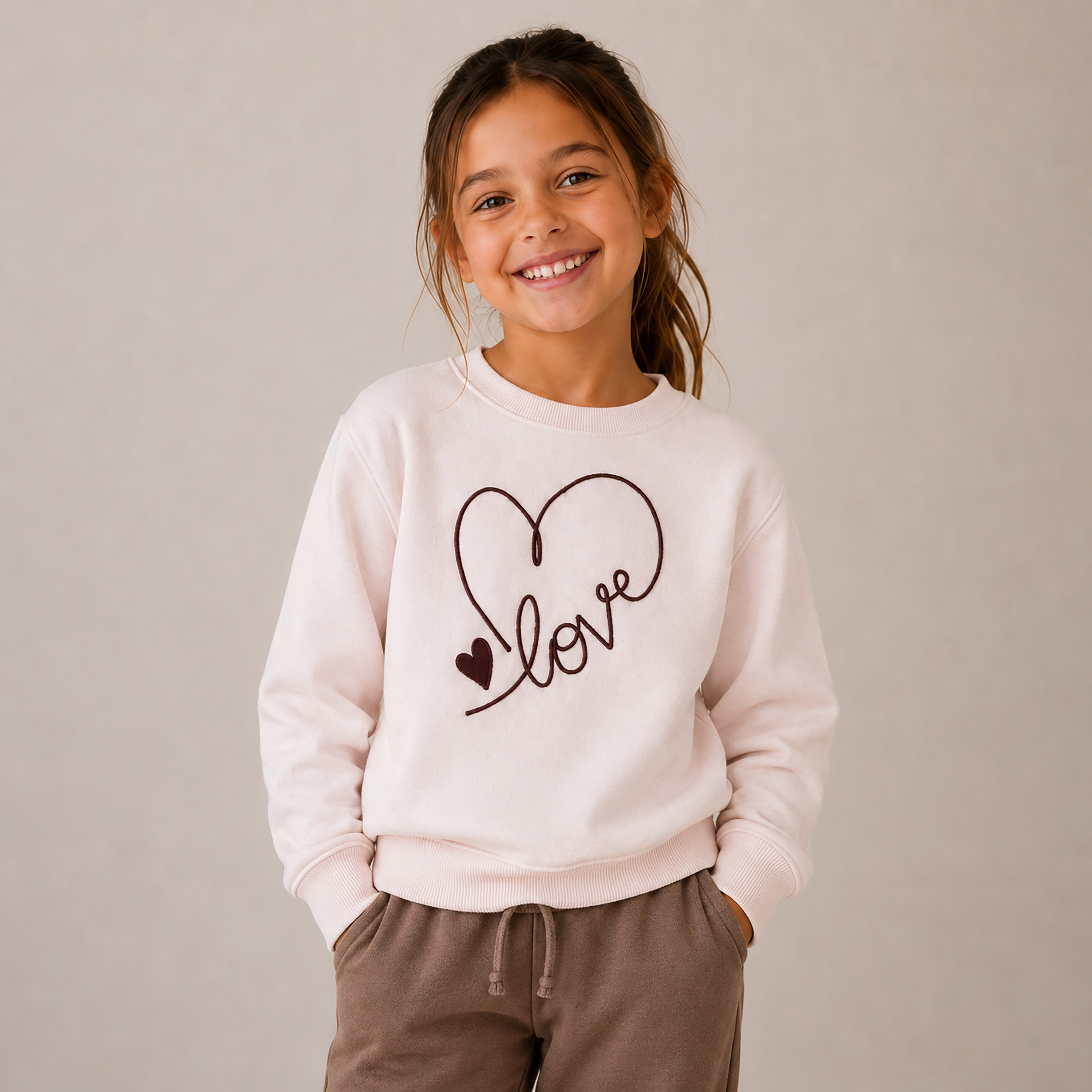 سويت شيرت بياقة مستديرة وأكمام طويلة مع تطريز من فيكتور أند جين-girls-clothing-sweatshirts-image-1