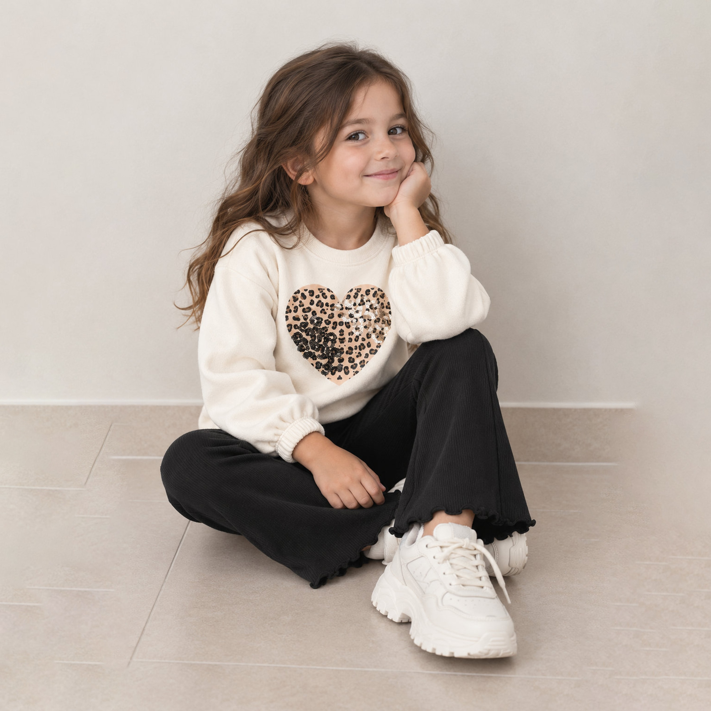 طقم سويت شيرت بأكمام طويلة بطبعة حيوانات وبنطلون واسع الساق من فيكتور آند جين-girls-clothing-setsandcoords-image-2