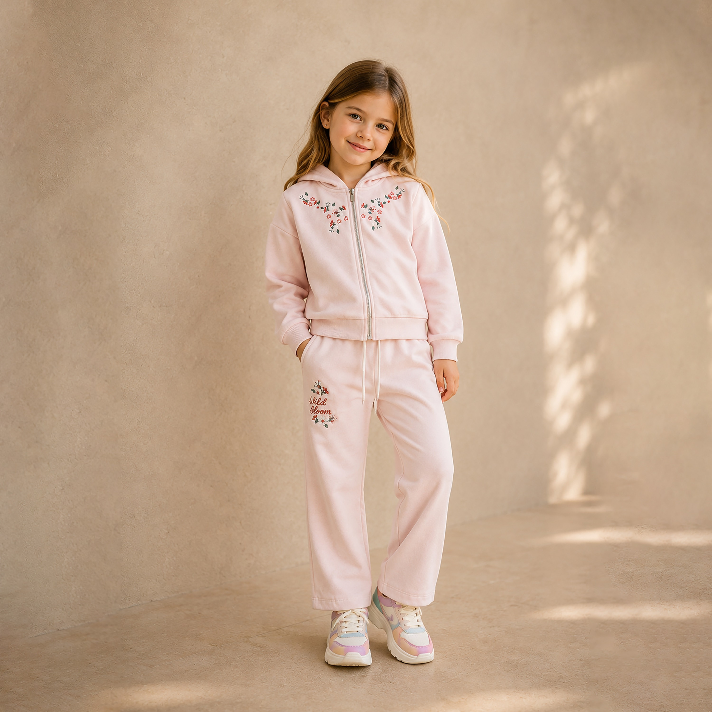 طقم هودي بأكمام طويلة وبنطال مع تطريز من فيكتور أند جين-girls-clothing-setsandcoords-image-1