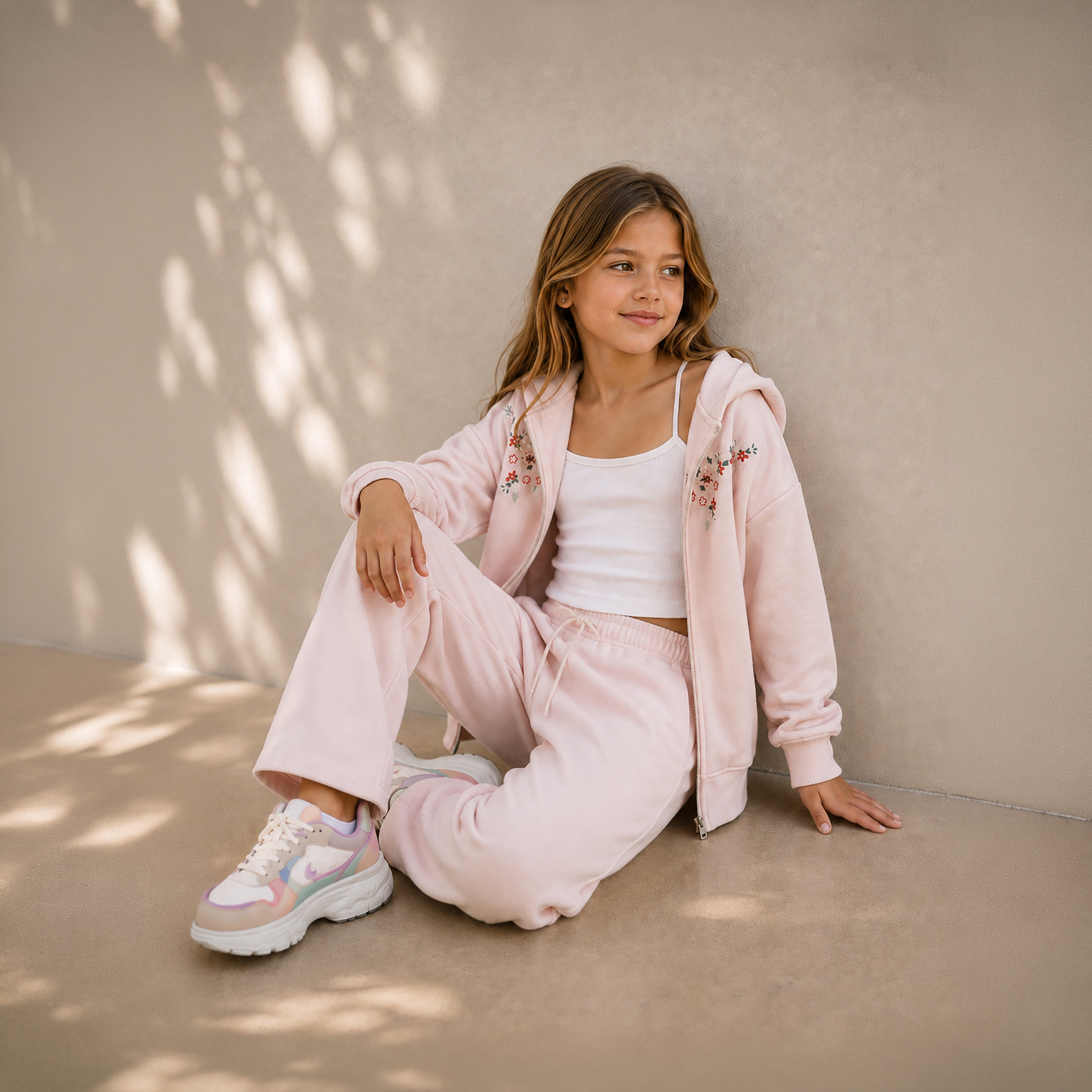 طقم هودي بأكمام طويلة وبنطال مع تطريز من فيكتور أند جين-girls-clothing-setsandcoords-image-2