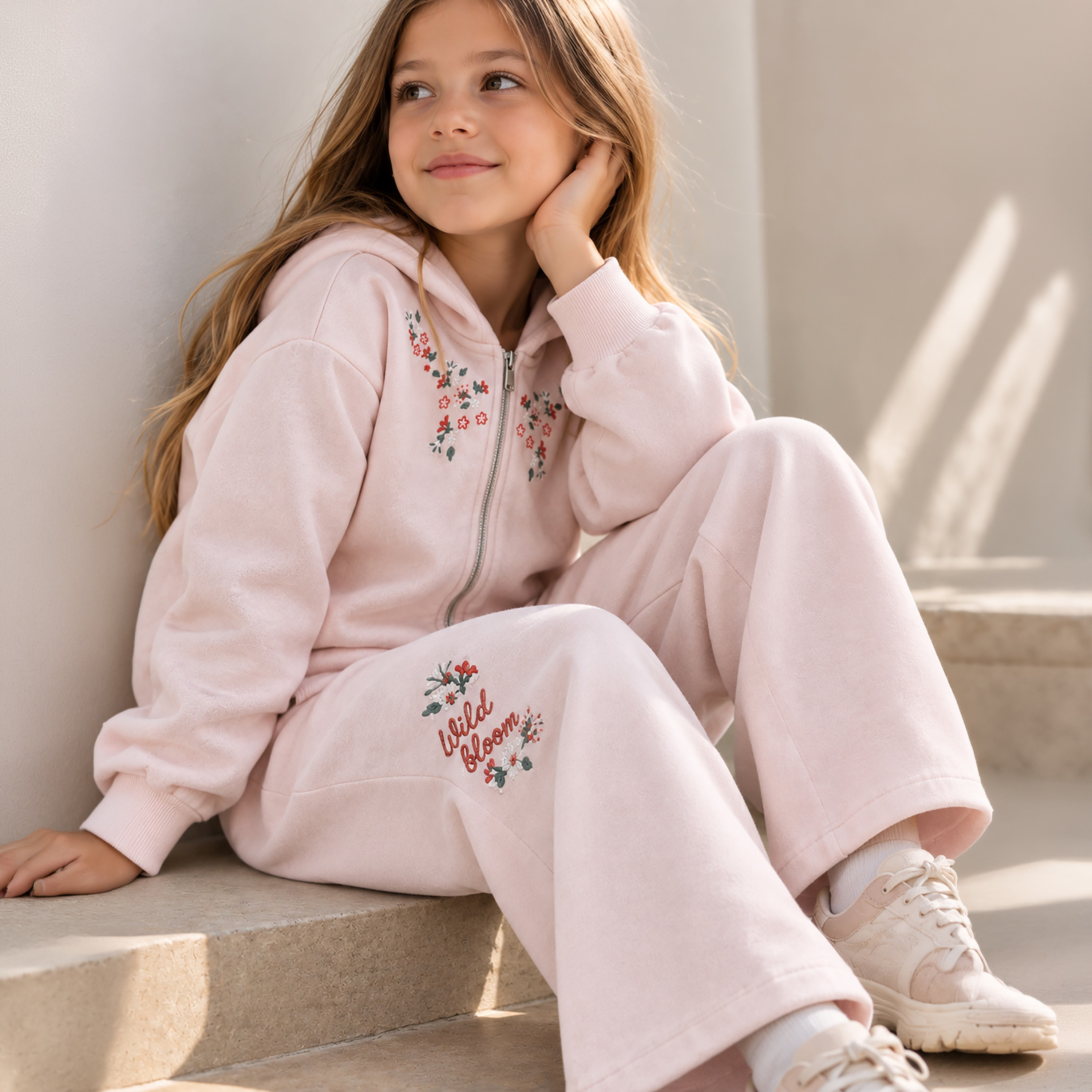 طقم هودي بأكمام طويلة وبنطال مع تطريز من فيكتور أند جين-girls-clothing-setsandcoords-image-3